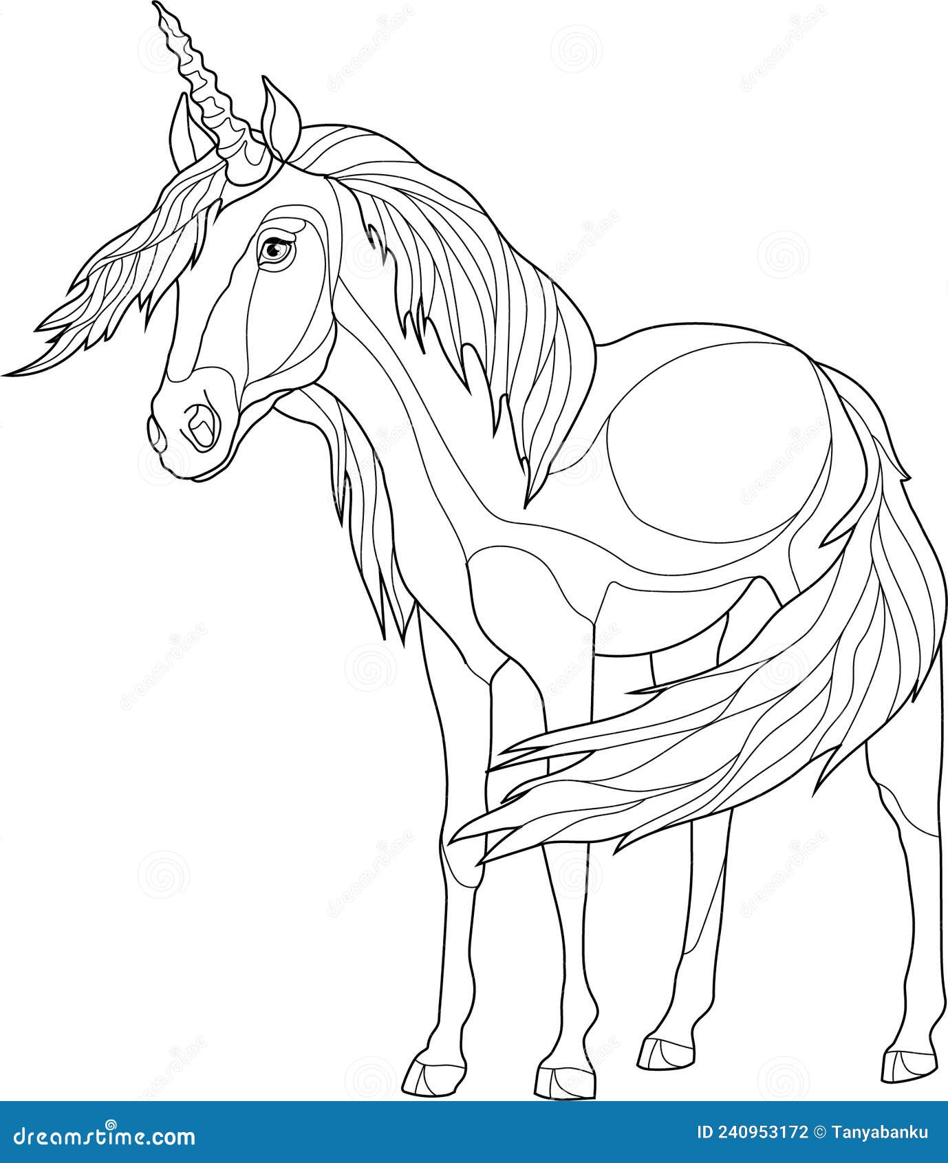 Modelo De Desenho De Criatura Unicórnio Realista. Ilustração Do Vetor  Gráfico Do Cavalo De Desenho Animado a Preto E Branco Ilustração do Vetor -  Ilustração de isolado, preto: 240953172