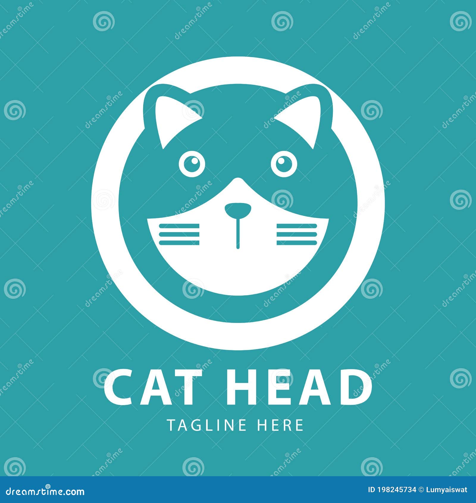 Cabeça de gato fofa logotipo dos desenhos animados cabeça de gato