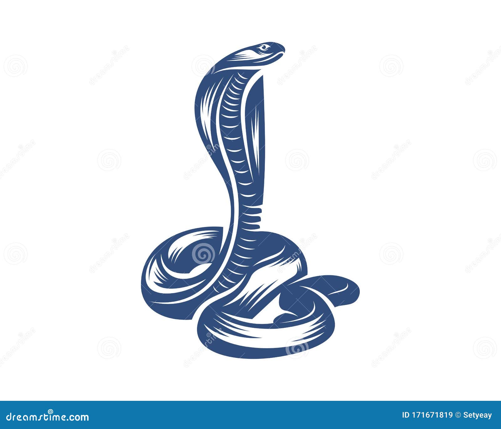 azul rei cobra ícone desenho animado vetor. serpente cabeça