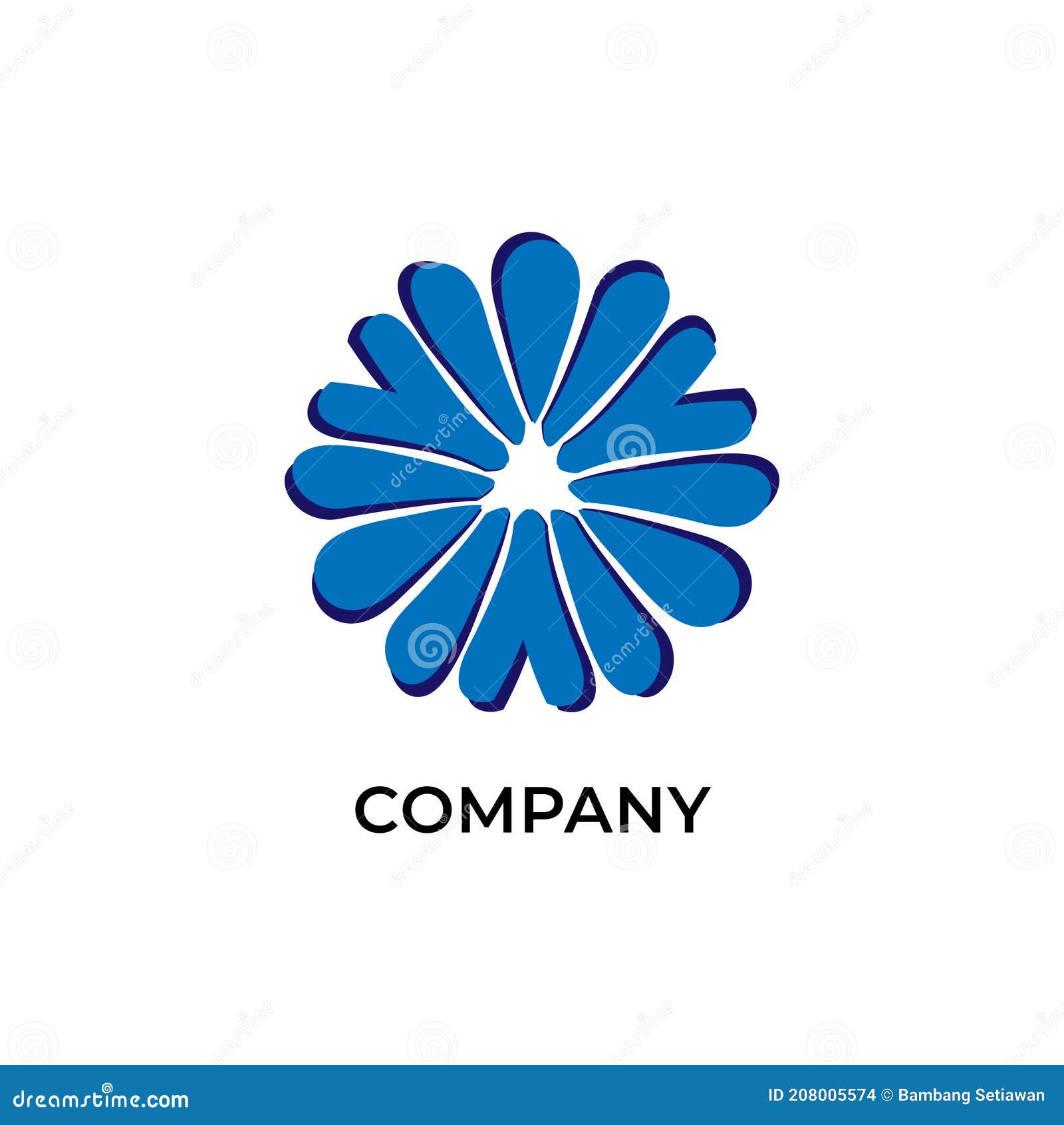 Modelo De Design Do Logotipo Decorativo Vortex Isolado Em Fundo Branco.  Ilustração Abstrata Do Vetor De Flor Azul. Ilustração do Vetor - Ilustração  de isolado, circular: 208005574