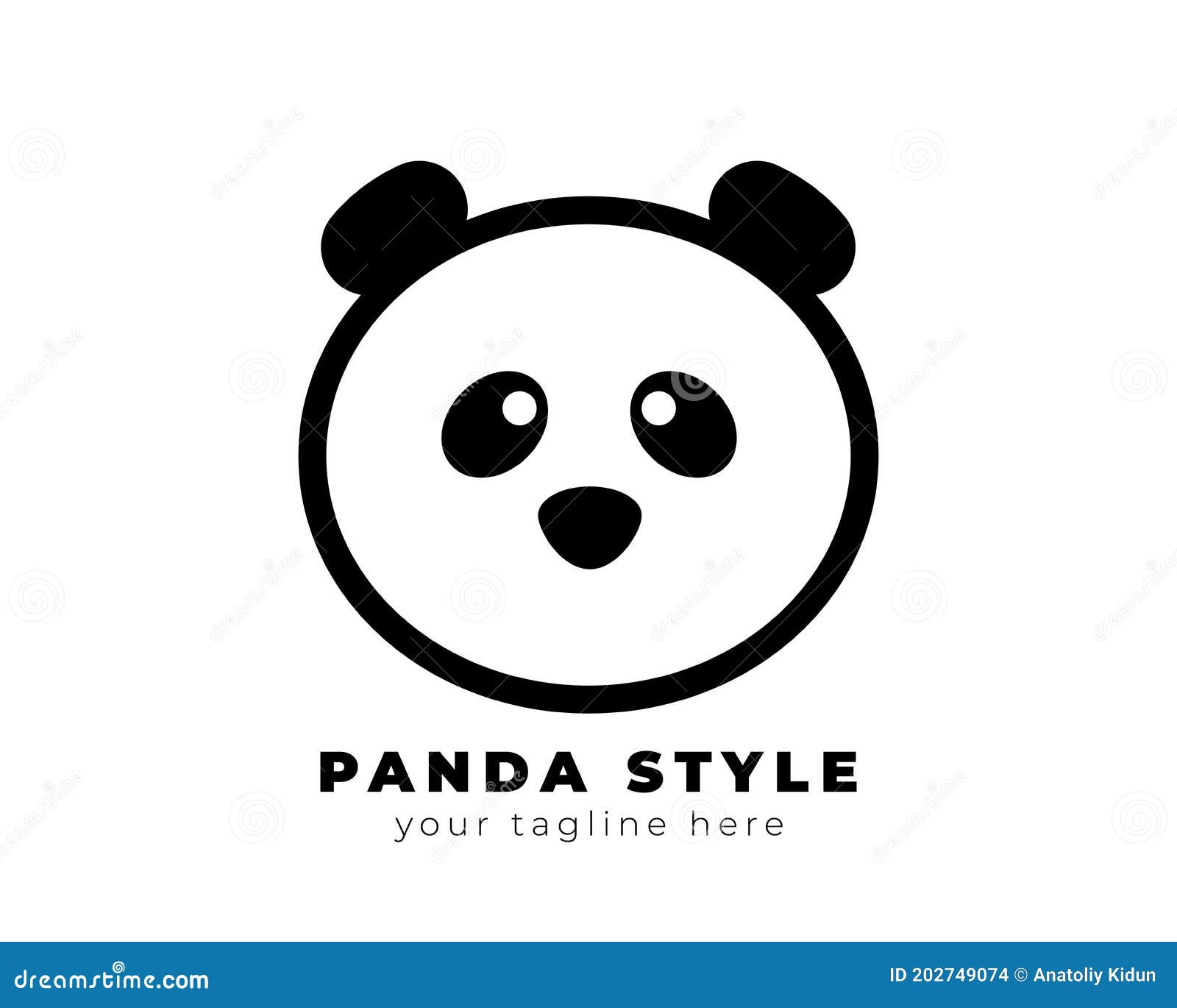 Logotipo do ícone do vetor de desenho de rosto de panda bonito isolado em  branco