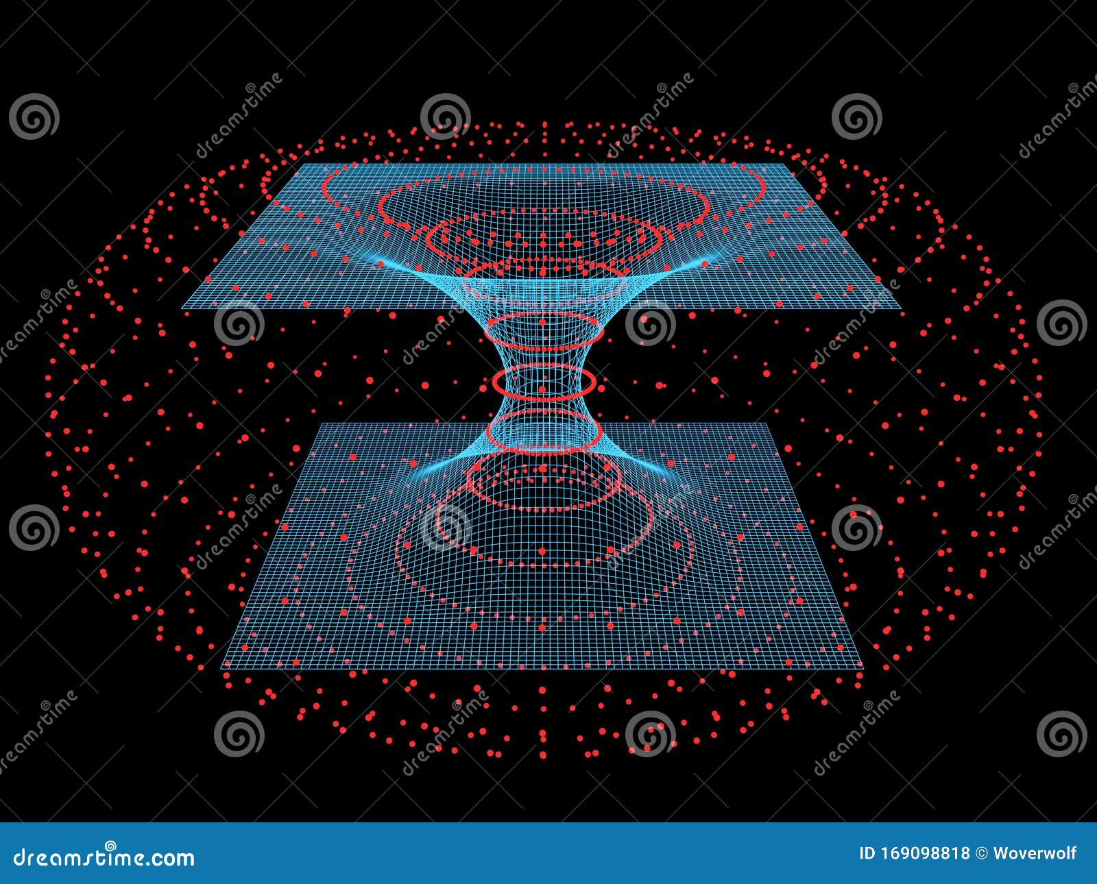 Modelo de espacio matemático de un renderizado 3d de agujero de gusano