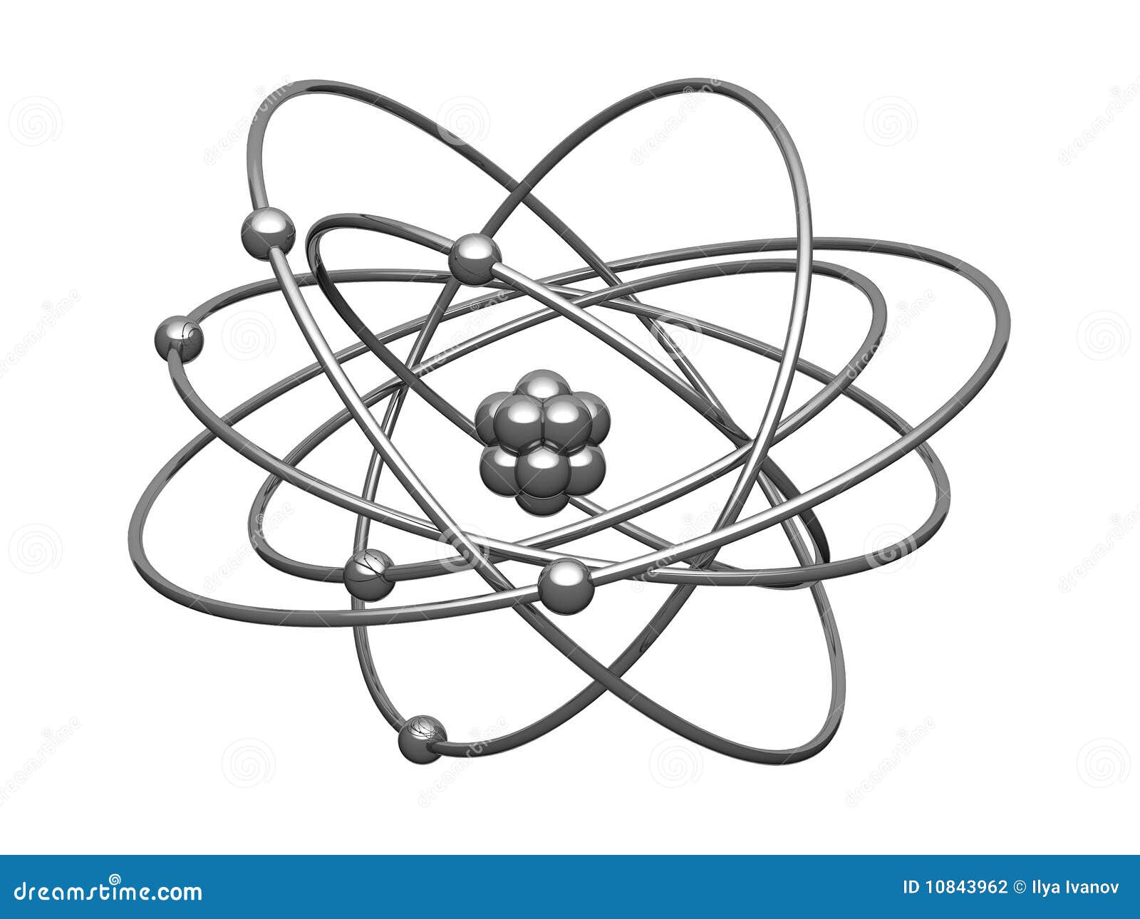 Modelo De Plata Del átomo Con El Núcleo Central Stock de ilustración -  Ilustración de marca, futurista: 10843962