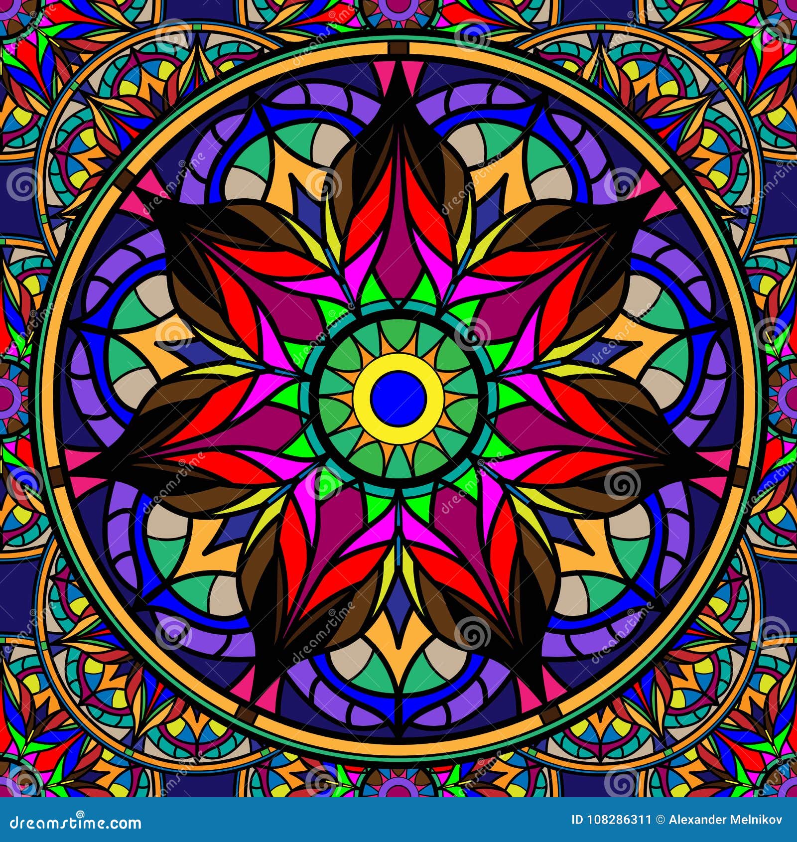 Demostrar Reclamación espiritual Modelo De Repetición Inconsútil De Mandalas Coloreadas Ilustración del  Vector - Ilustración de extensible, estilo: 108286311