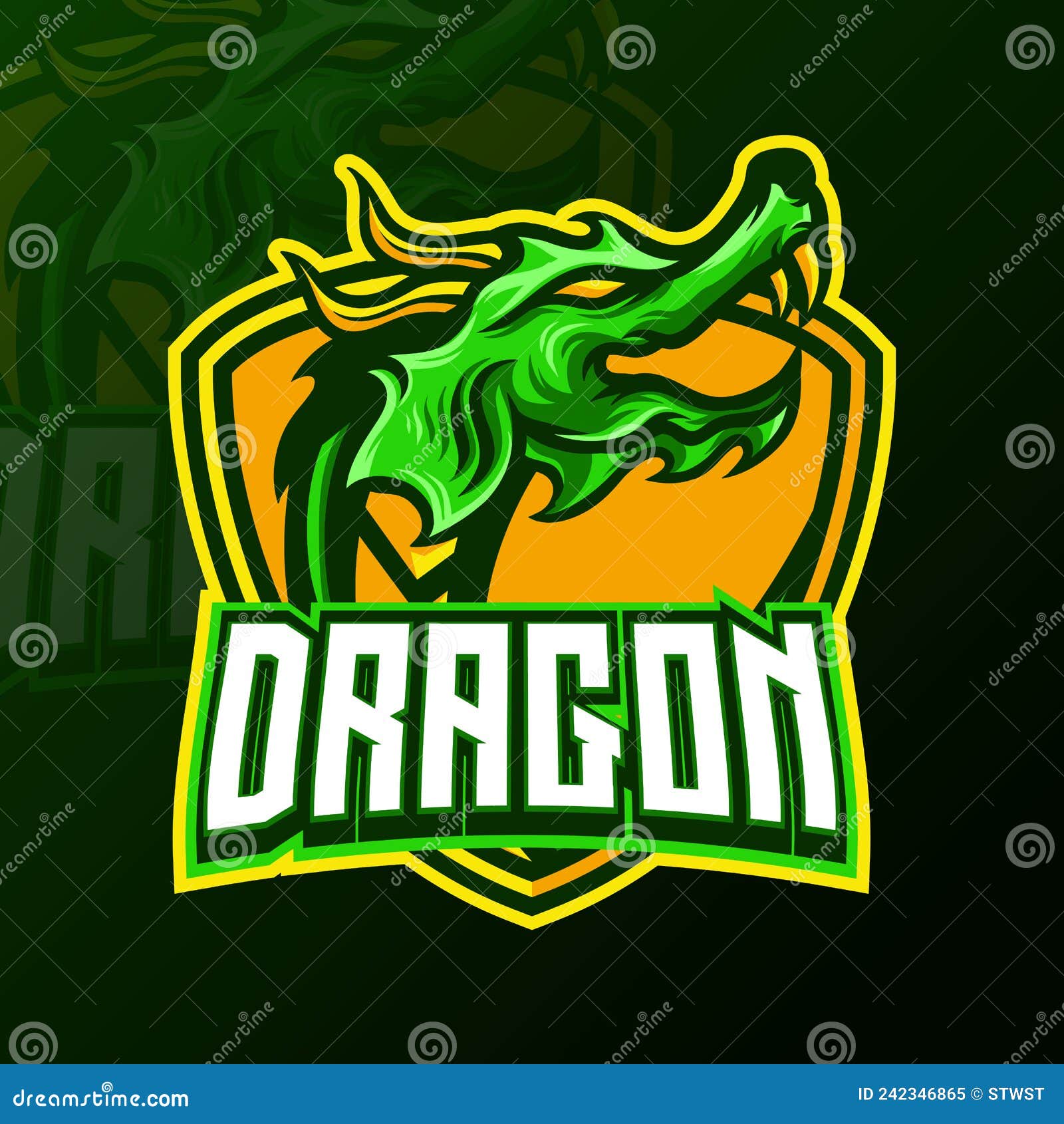 Design de logotipo de jogos de dragão esport