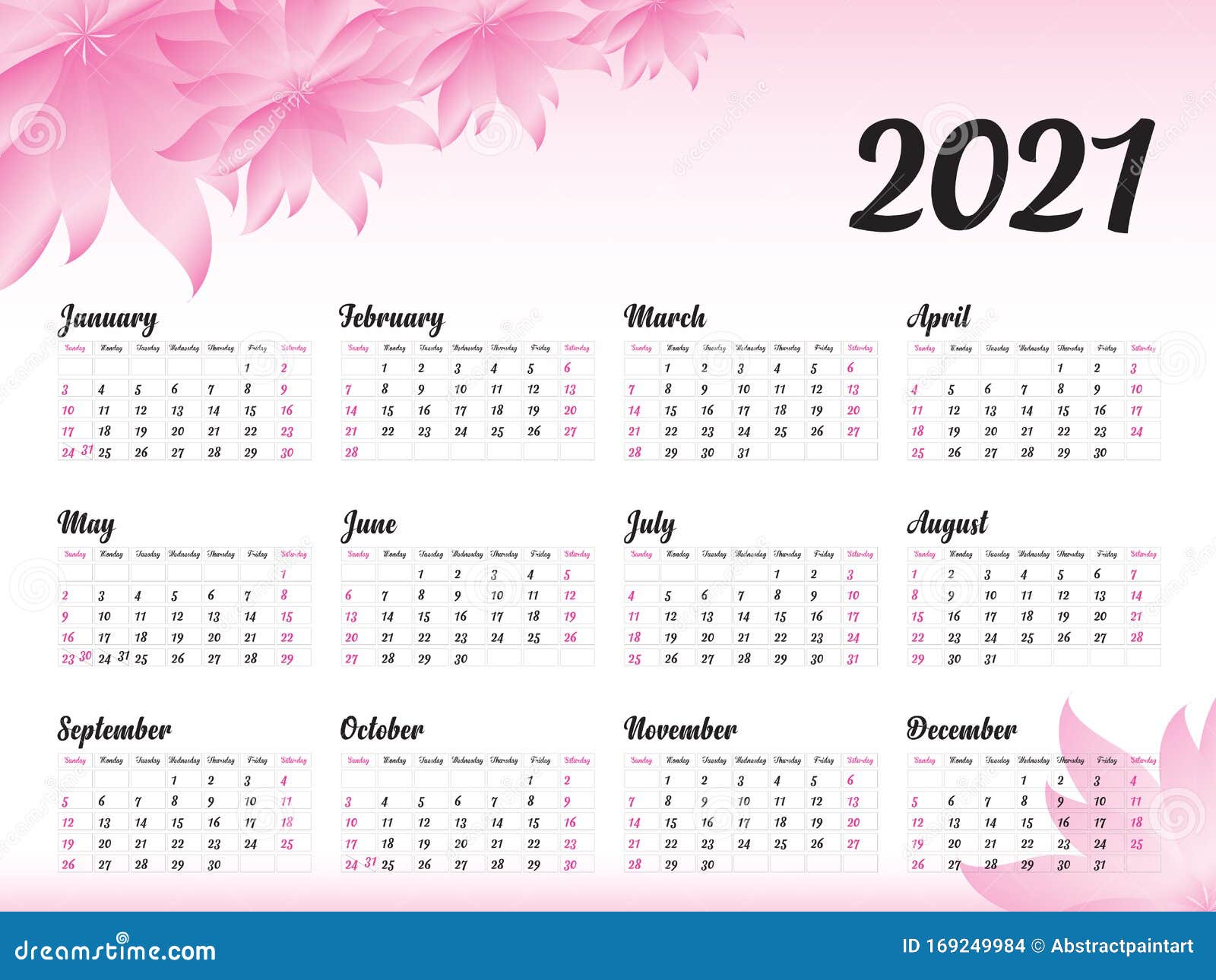 Baixar Vetor De Design Do Calendário Do Ano 2020 Da Flor