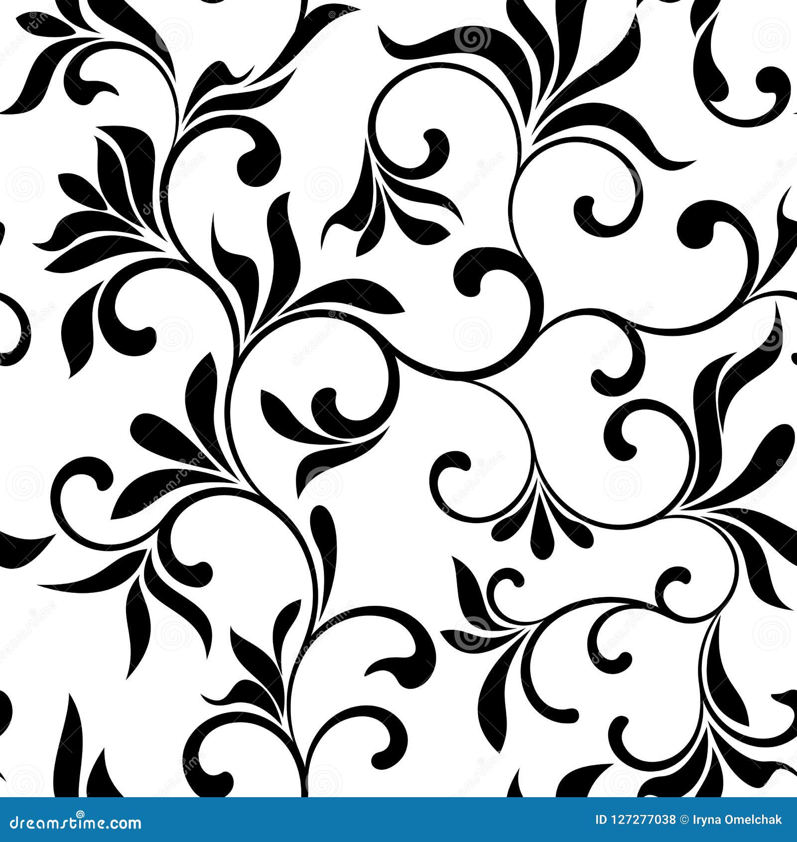 Modelo Inconsútil Con Las Flores Negras En Un Fondo Blanco Ilustración del  Vector - Ilustración de follaje, antigüedad: 127277038