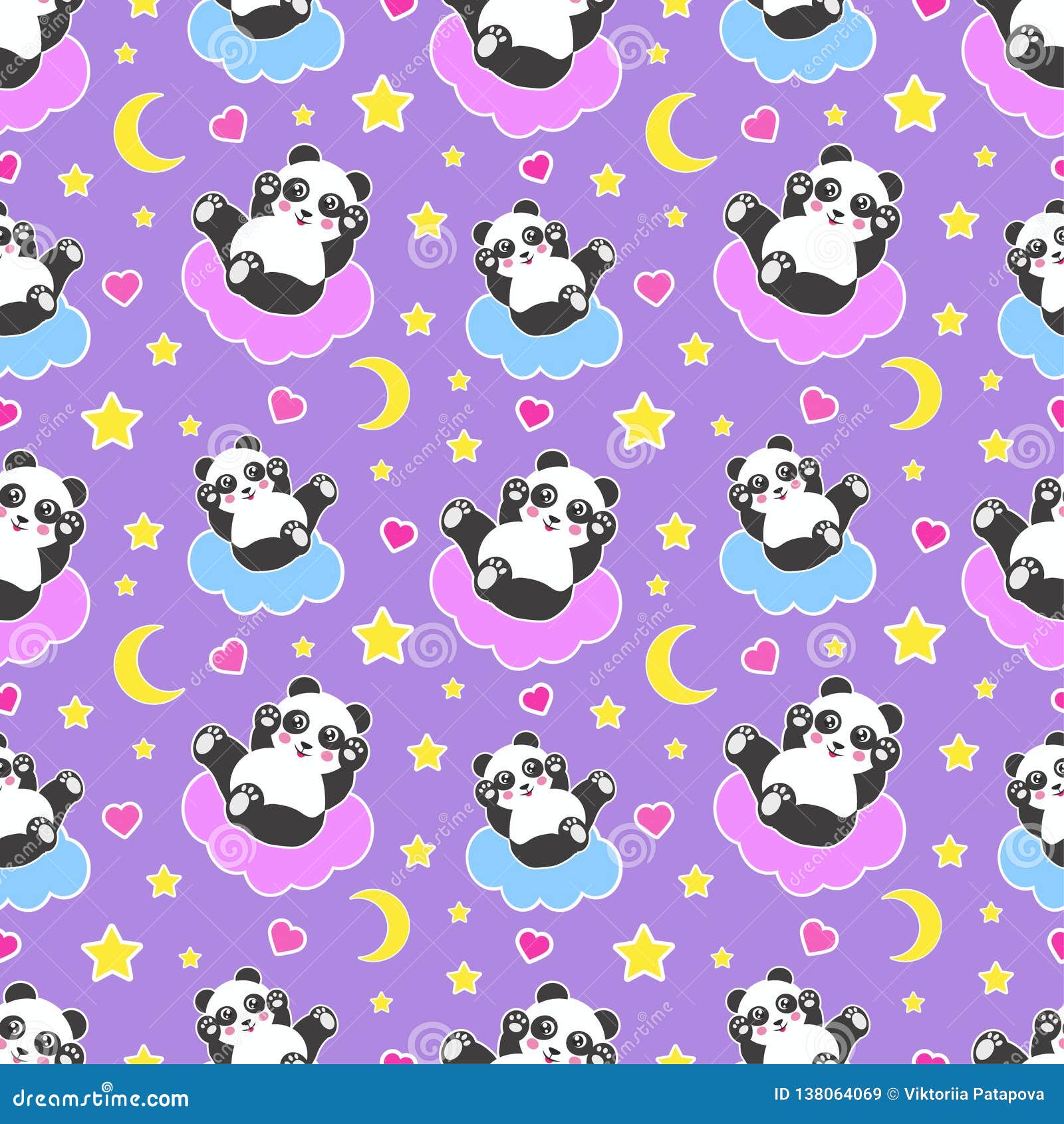 Modelo Inconsútil De Las Buenas Noches Con El Oso De Panda, La Luna, Los Corazones, Las Estrellas Y Las Nubes Lindos Fondo De Los Ilustración del Vector - Ilustración de historieta, cabrito: Modelo Inconsútil De Las Buenas Noches Con El Oso De Panda, La Luna, Los Corazones, Las Estrellas Y Las Nubes Lindos Fondo De Los Ilustración del Vector - Ilustración de historieta, cabrito: