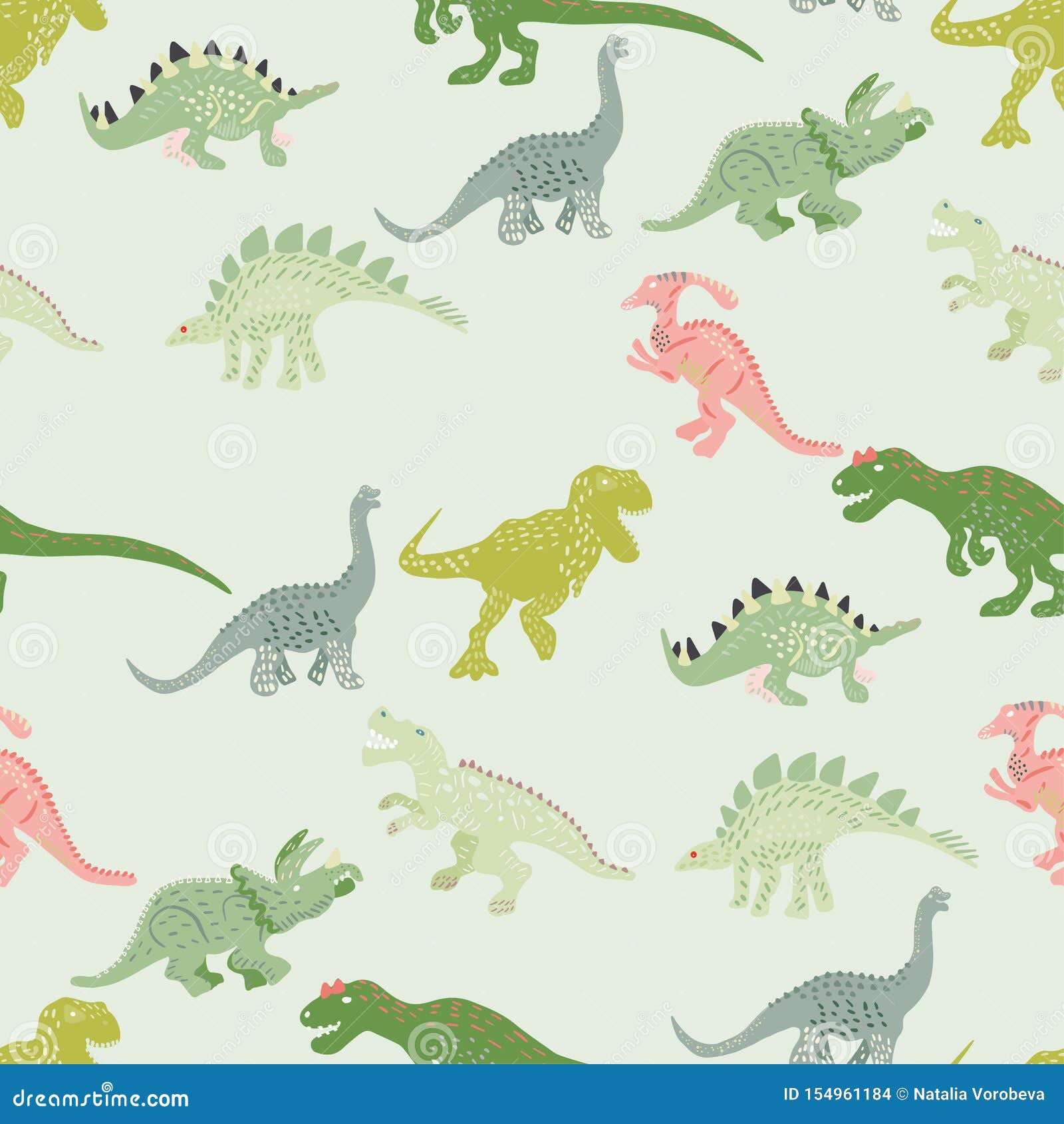 Modelo Inconsútil De Los Dinosaurios Verdes En Fondo Verde Claro Stock de  ilustración - Ilustración de potencia, tirannosauro: 154961184
