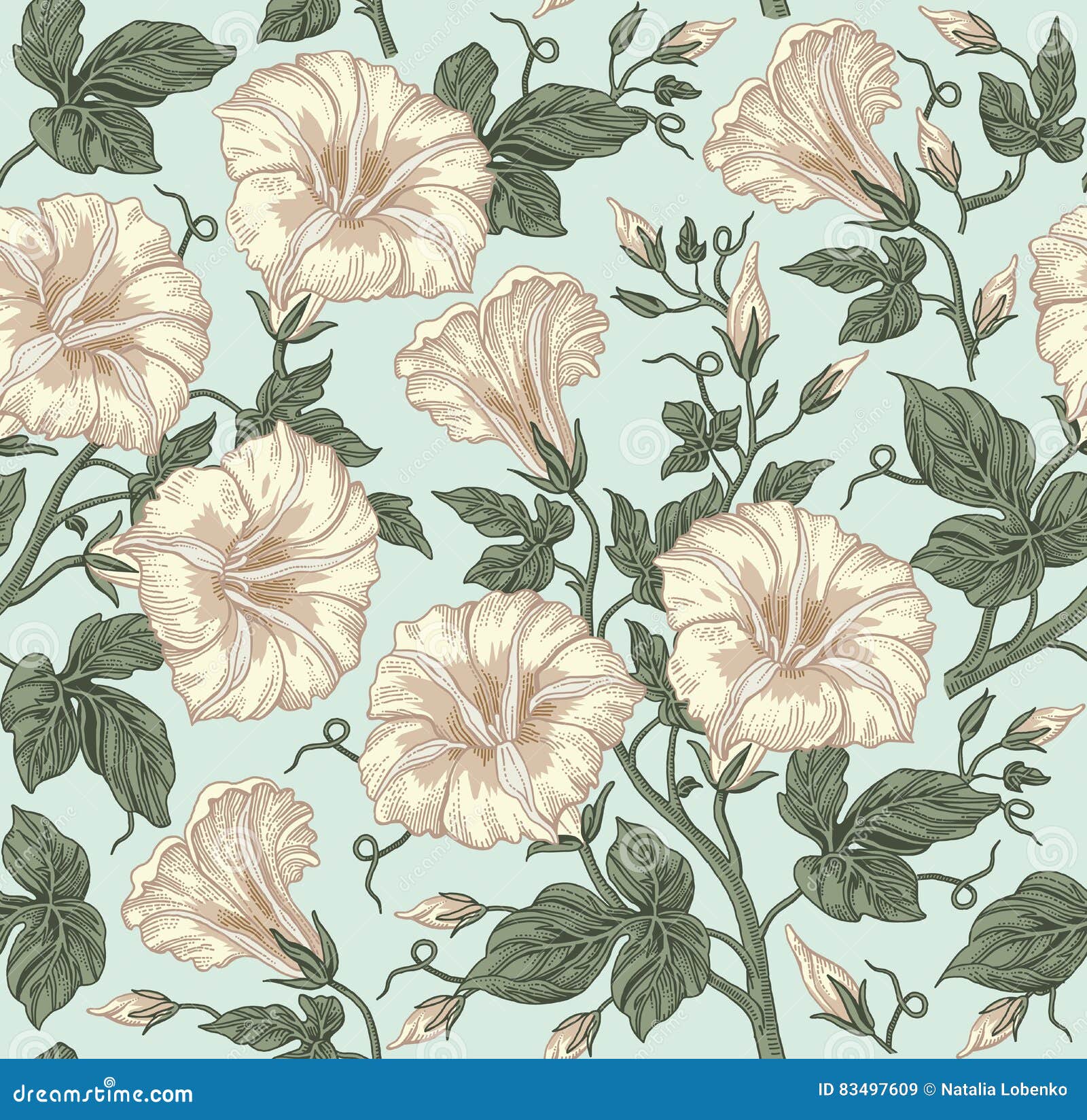 Modelo Inconsutil Flores Aisladas Realistas Fondo Del Barroco Del Vintage Petunia Wallpaper Grabado Del Dibujo Vector Ilustracion Del Vector Ilustracion De Realistas Modelo 83497609