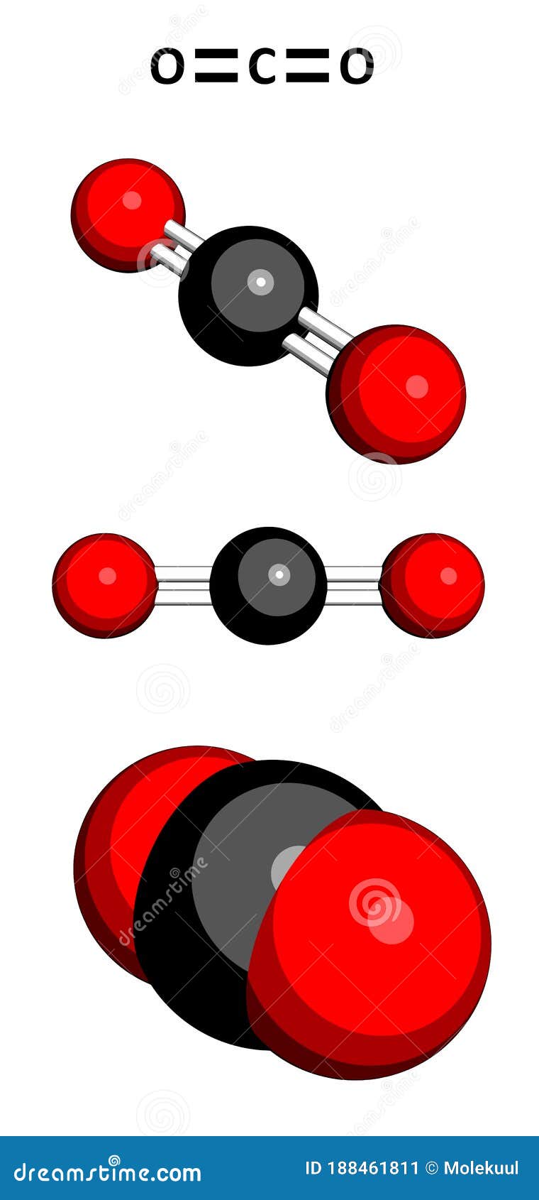 Modelo Molecular De Dióxido De Carbono Co2 Stock de ilustración -  Ilustración de invernadero, tierra: 188461811