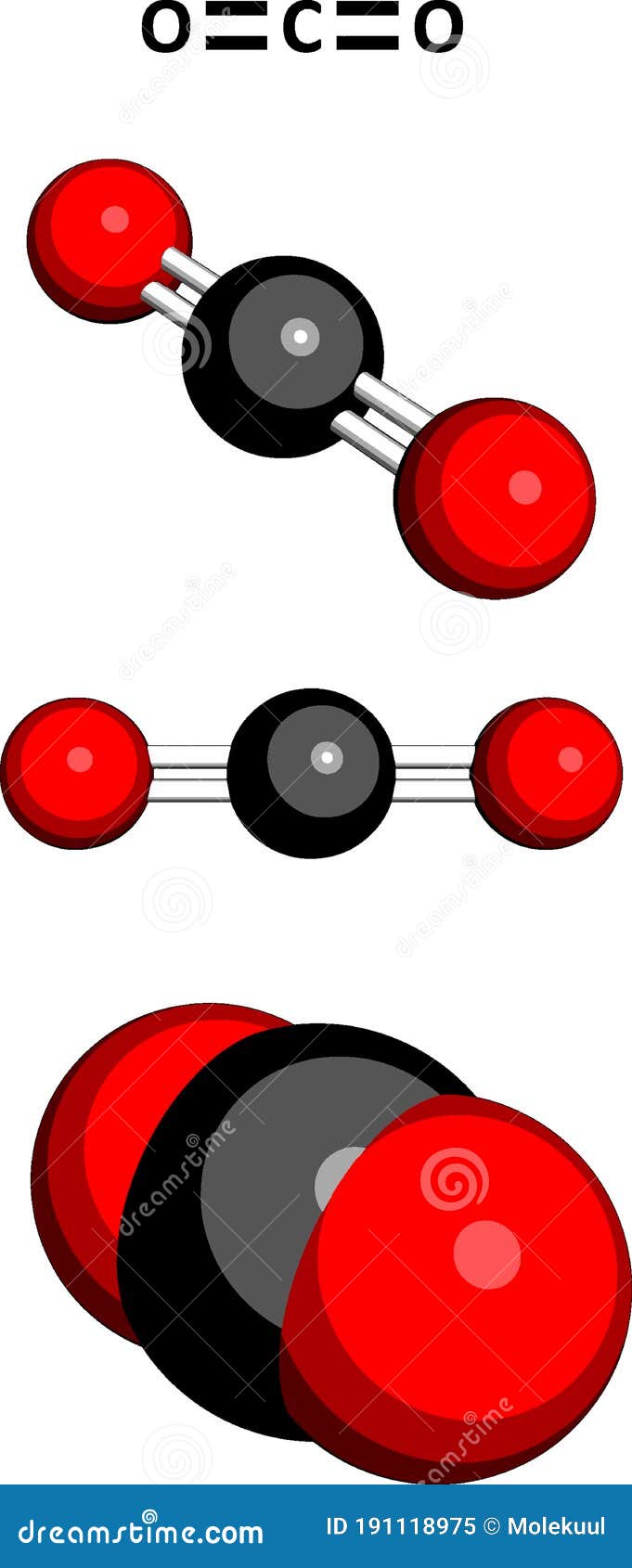 Modelo Molecular De Dióxido De Carbono Co2 Ilustración del Vector -  Ilustración de bebida, asfixia: 191118975