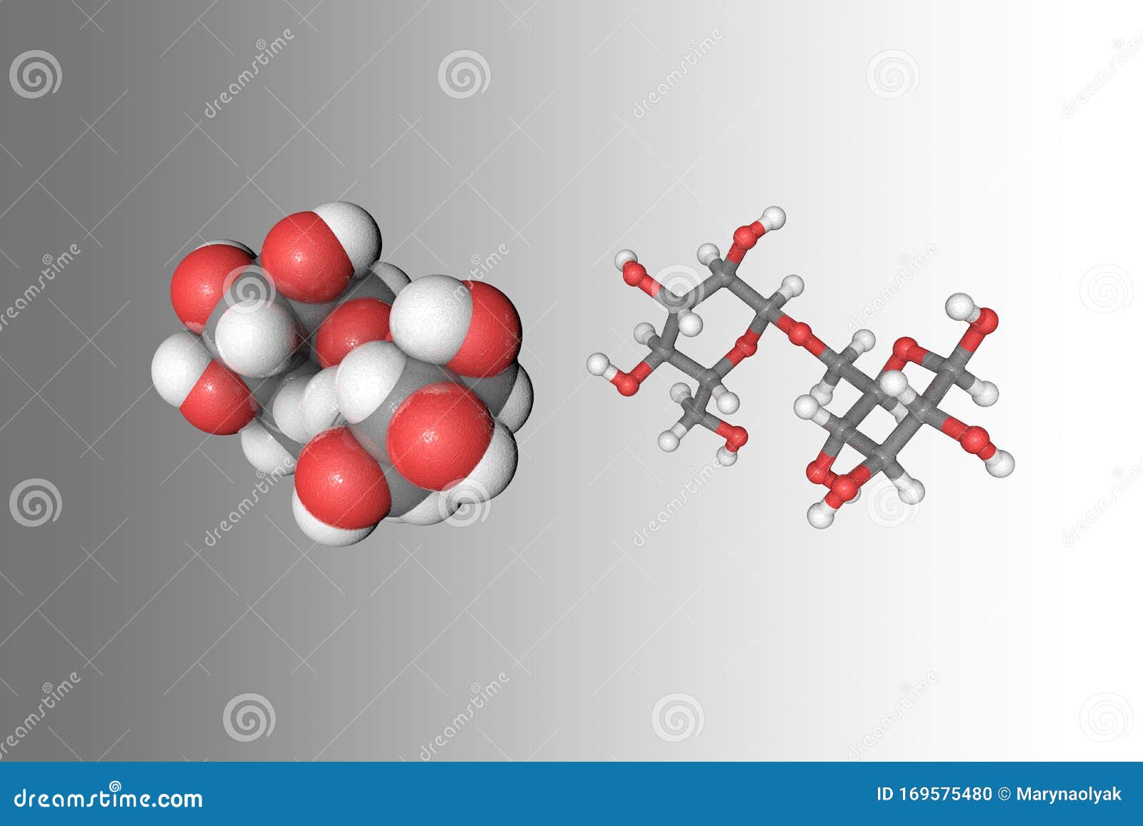 Modelo Molecular De Isomaltosa Los átomos Se Representan Como Esferas Con  Codificación De Color Convencional: Gris De Carbono, Ox Stock de  ilustración - Ilustración de sucrosa, cuidado: 169575480