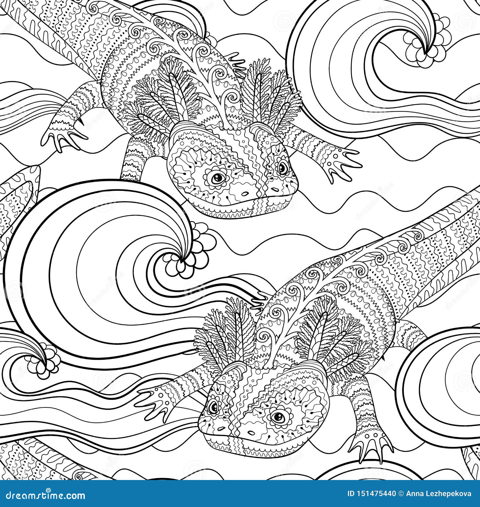 Modelo Oceánico De Los Seamles Blancos Y Negros Para Colorear Stock de  ilustración - Ilustración de fondo, estilo: 151475440