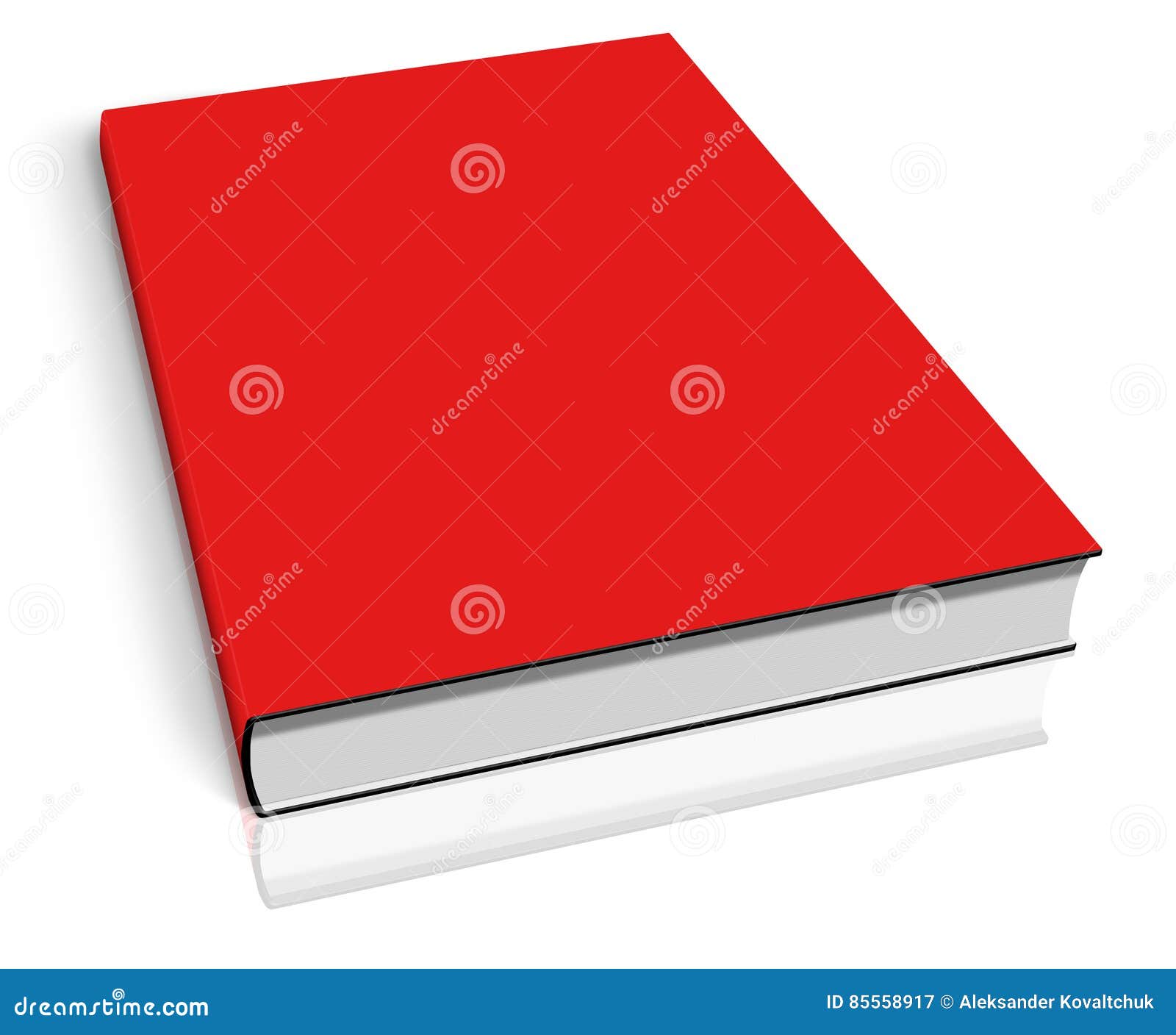 Modelo vacío rojo del libro. Plantilla vacía roja del libro en el fondo blanco