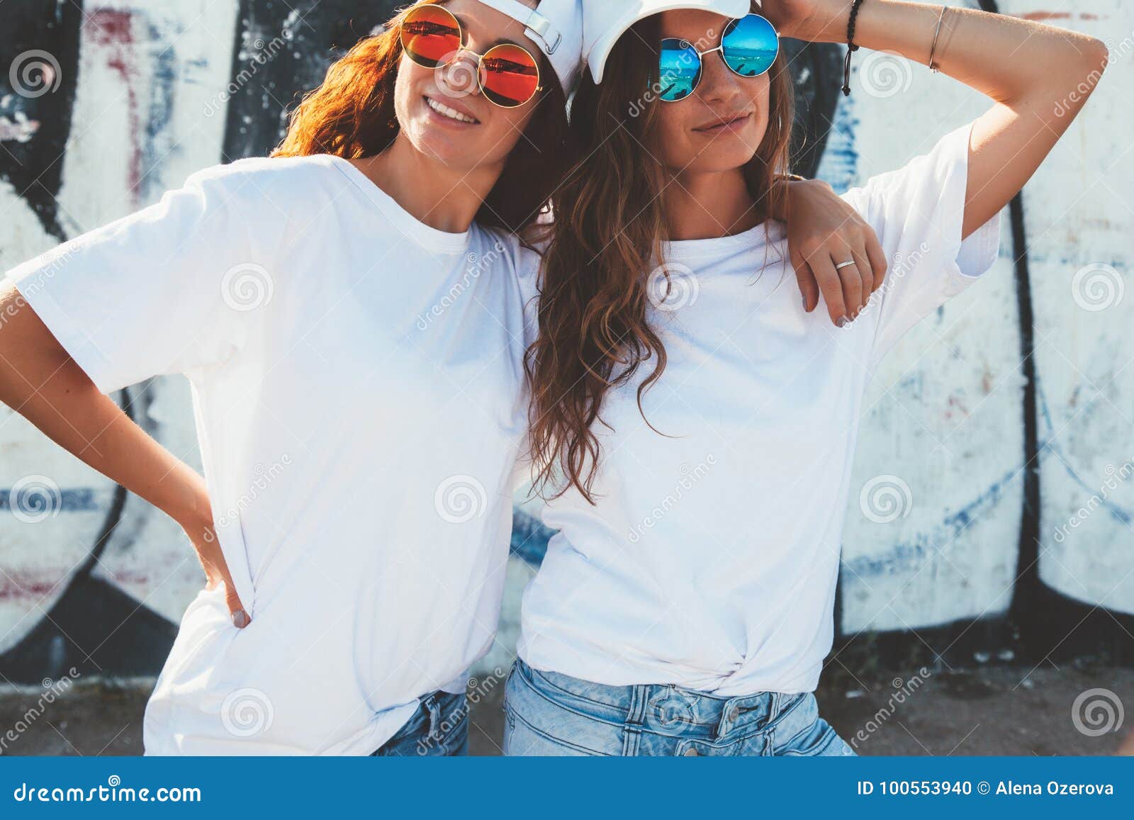 Download Models Wearing Plain Tshirt And Sunglasses Posing Over ...