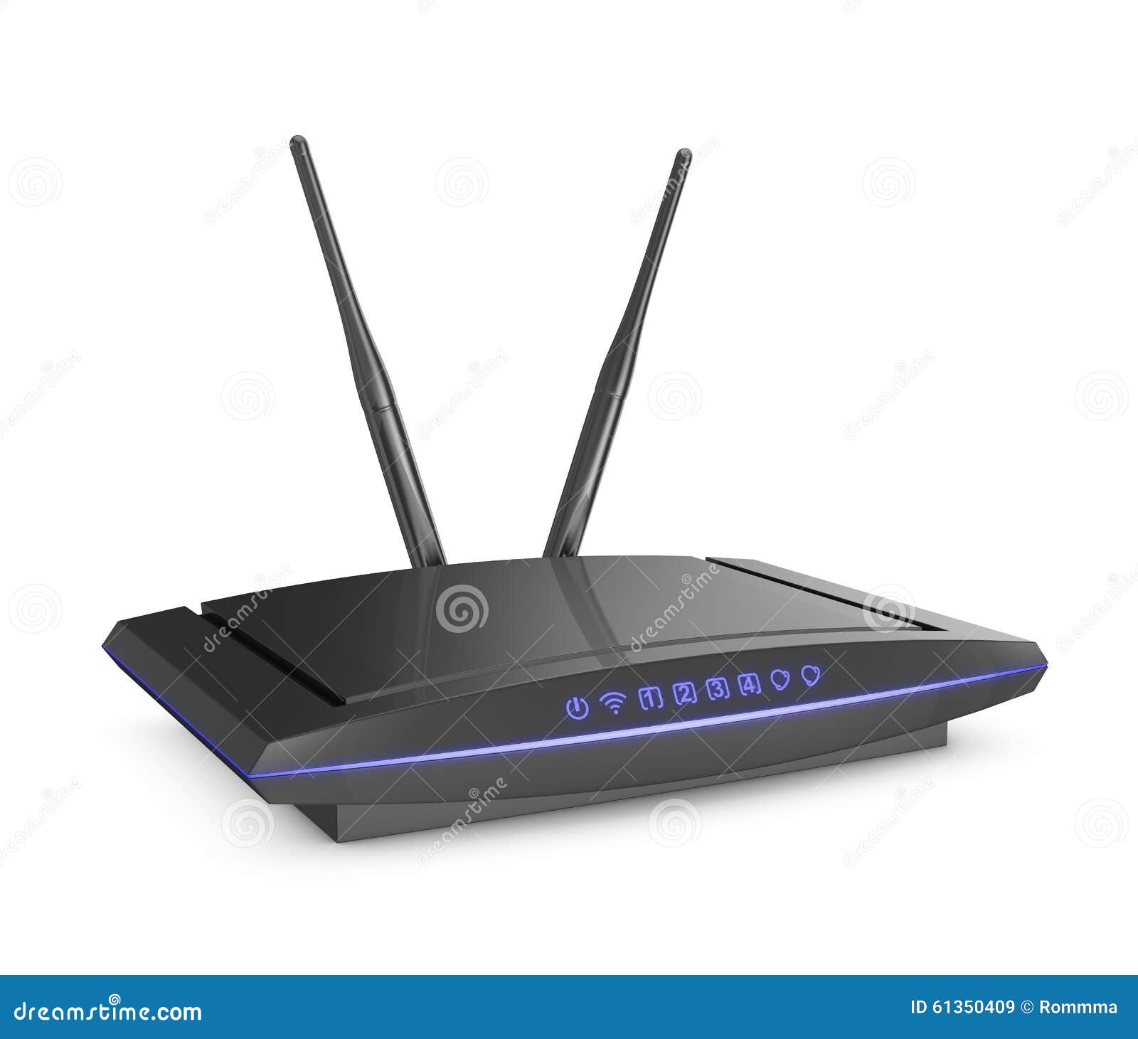 Modem with blue light stock illustration. Illustration of