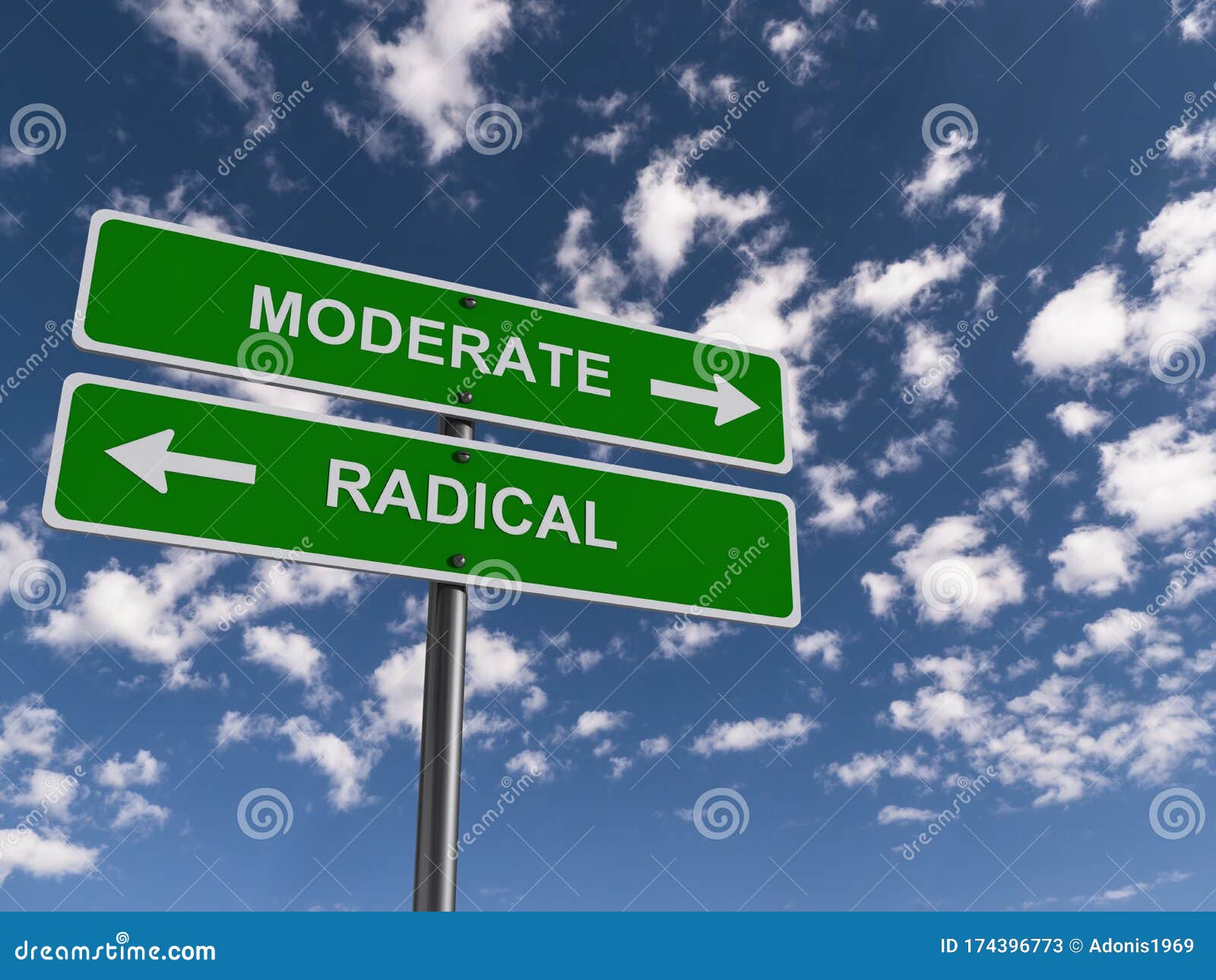 moderate radical traffic sign