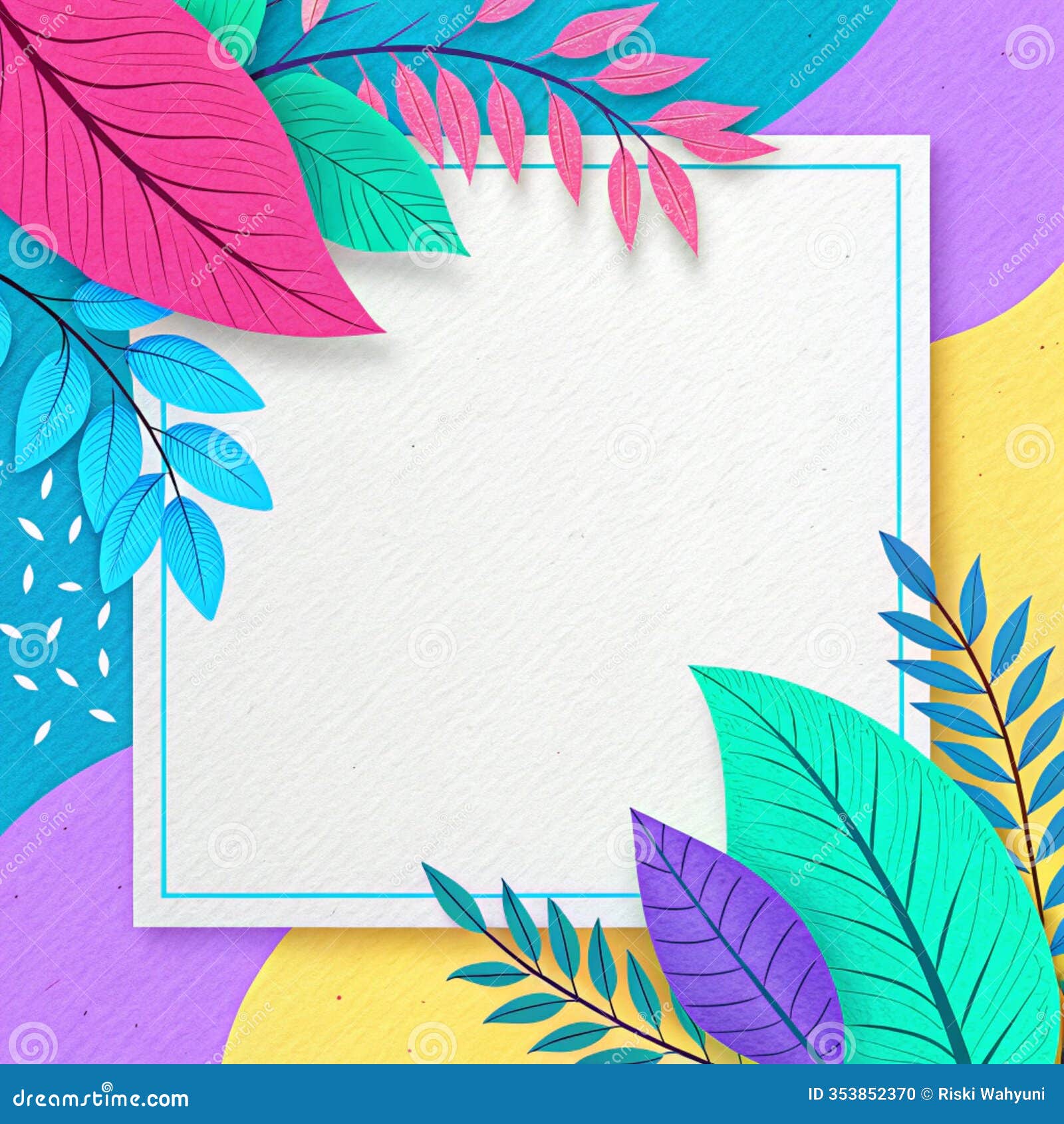 modern abstract border  with paper texture and vibrant carnival palette