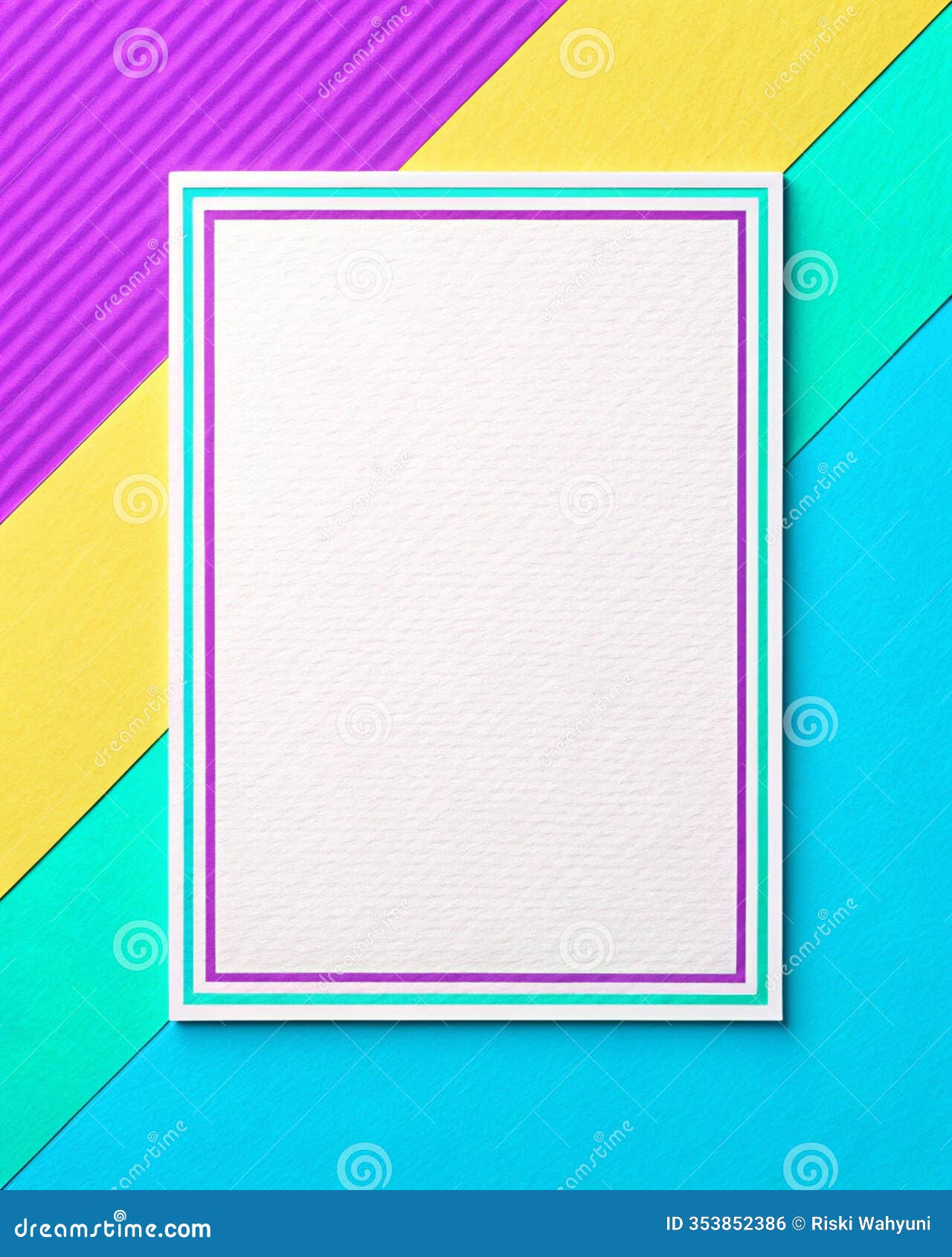 modern abstract border  with paper texture and vibrant carnival palette