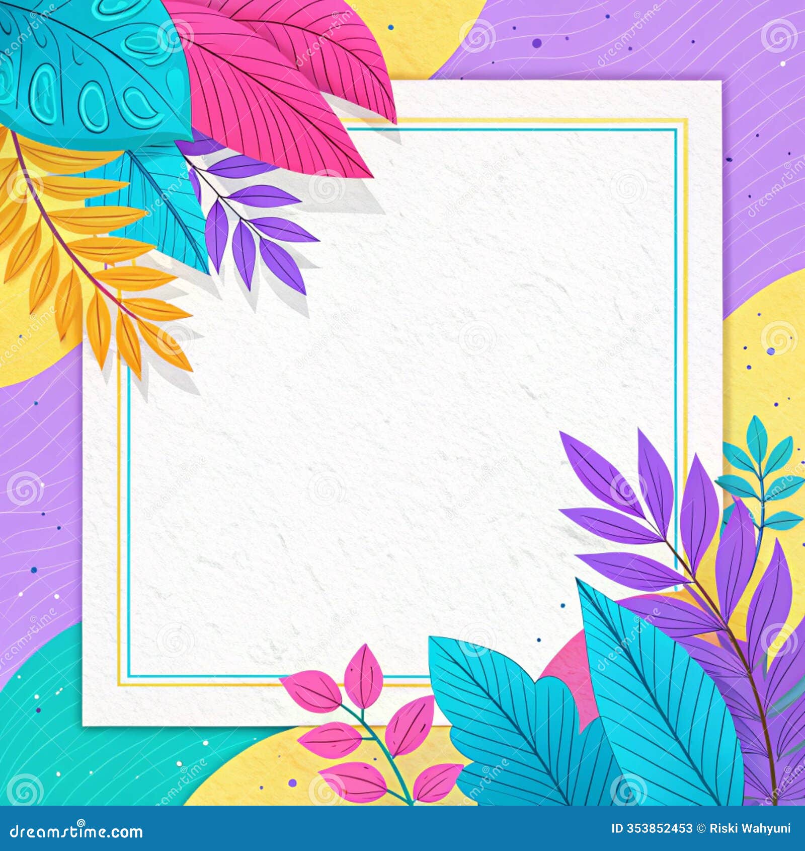 modern abstract border  with paper texture and vibrant carnival palette