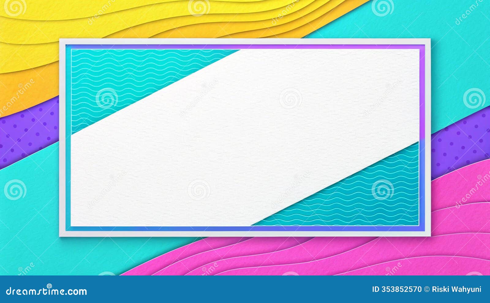 modern abstract border  with paper texture and vibrant carnival palette