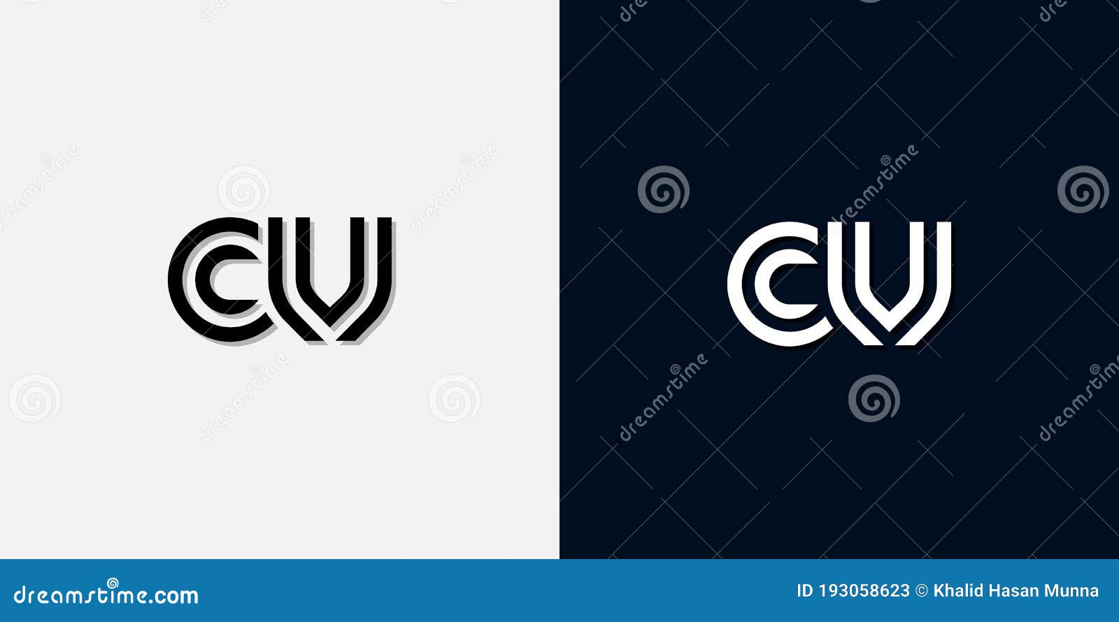 modern abstract initial letter cv logo