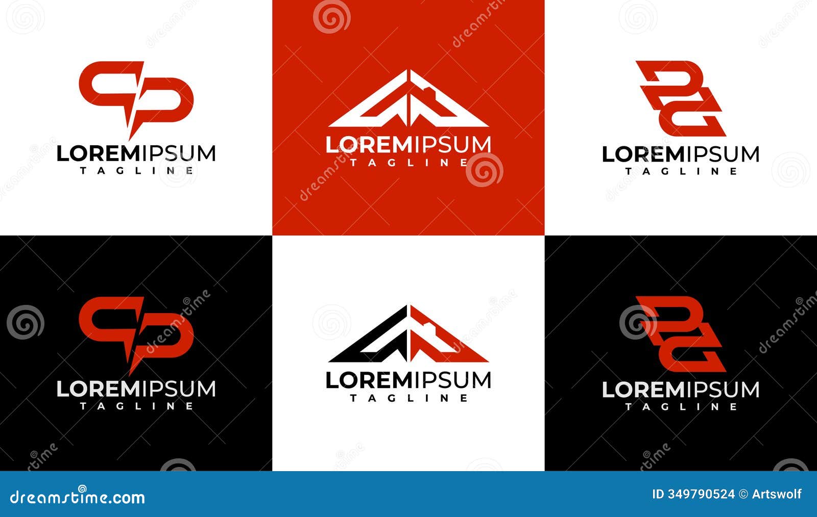 modern abstract letter p pp logo branding set