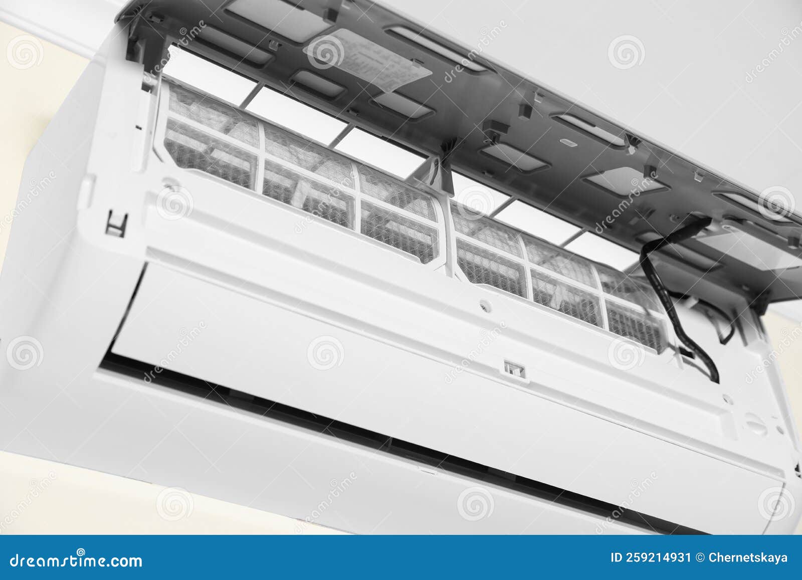 Modern Air Conditioner on White Wall, Closeup View Stock Image Image