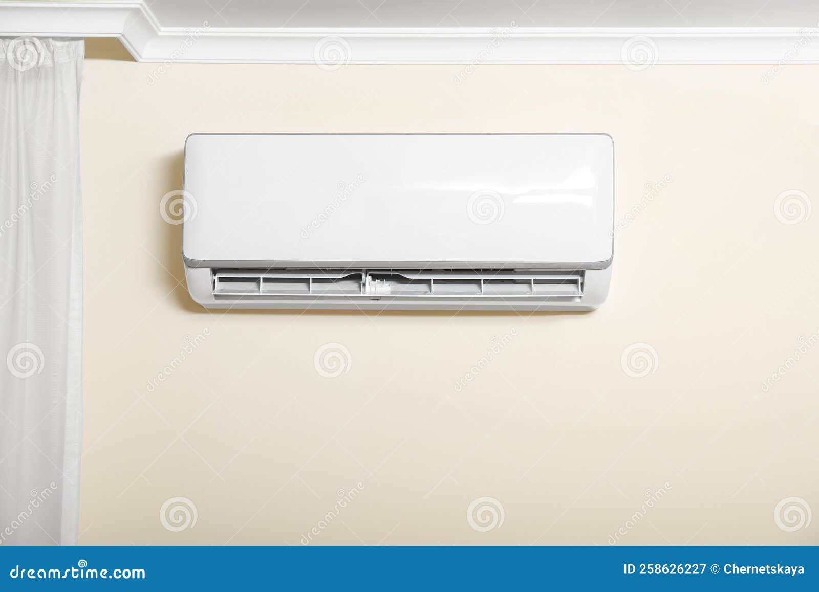 Modern Air Conditioner on White Wall Indoors Stock Image Image of