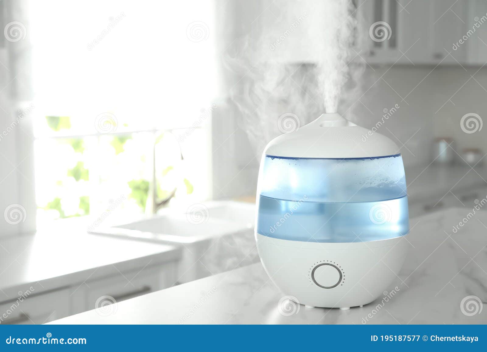 Air Humidifier on Table in Kitchen. Space for Text Stock Image Image
