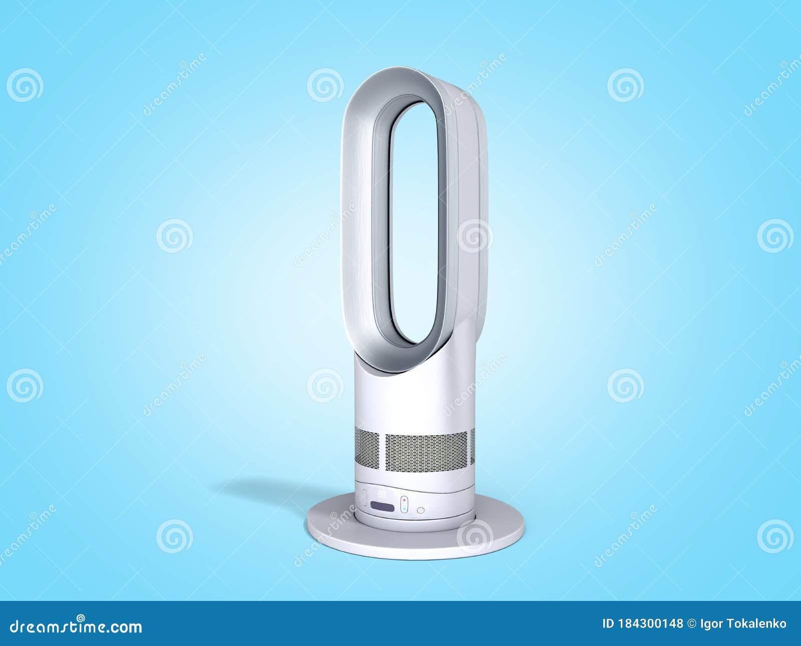 Modern Air Purifier with Heating and Cooling Function 3d Render on Blue