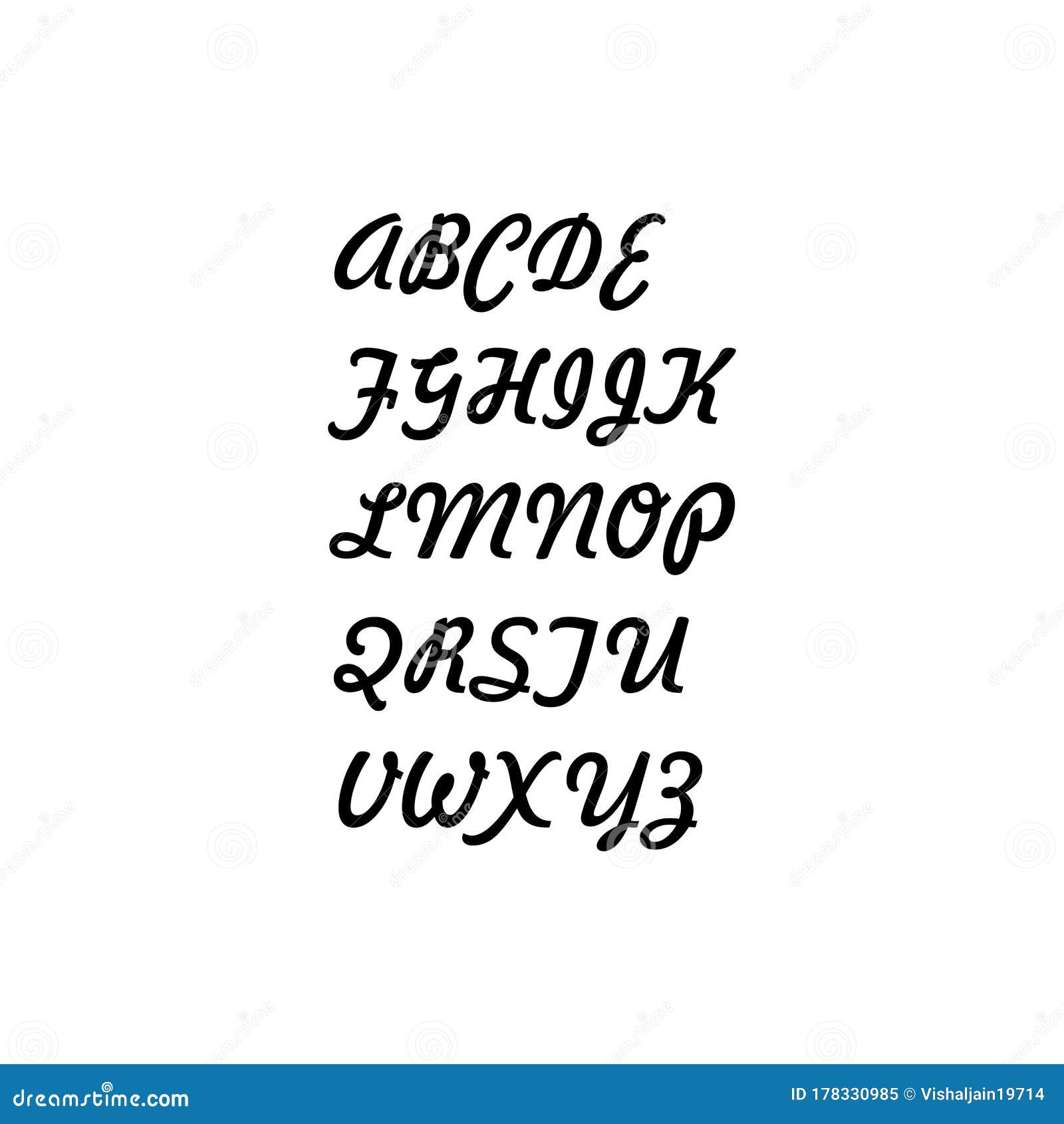Modern Alphabet Brush Calligraphy. Handwritten Ink Lettering.English ...