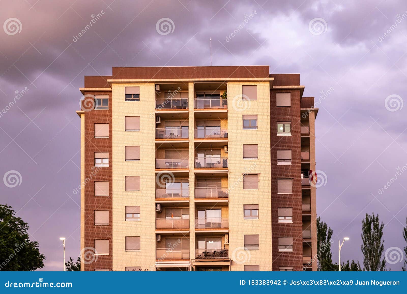 Modern Apartment Building on a Sunset Stock Photo Image of office