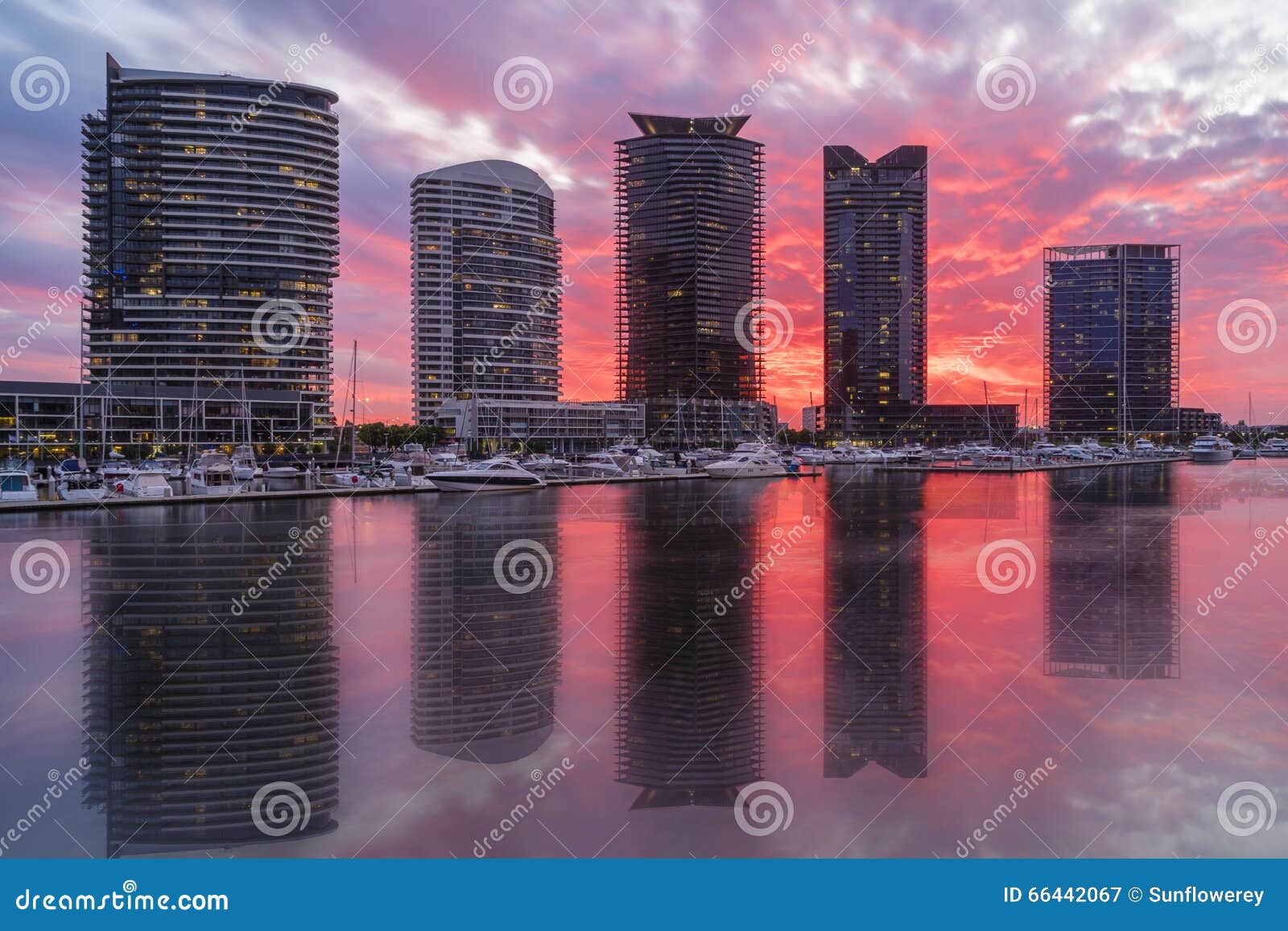 Modern Apartments in Melbourne during Sunset Stock Image Image of water, night 66442067