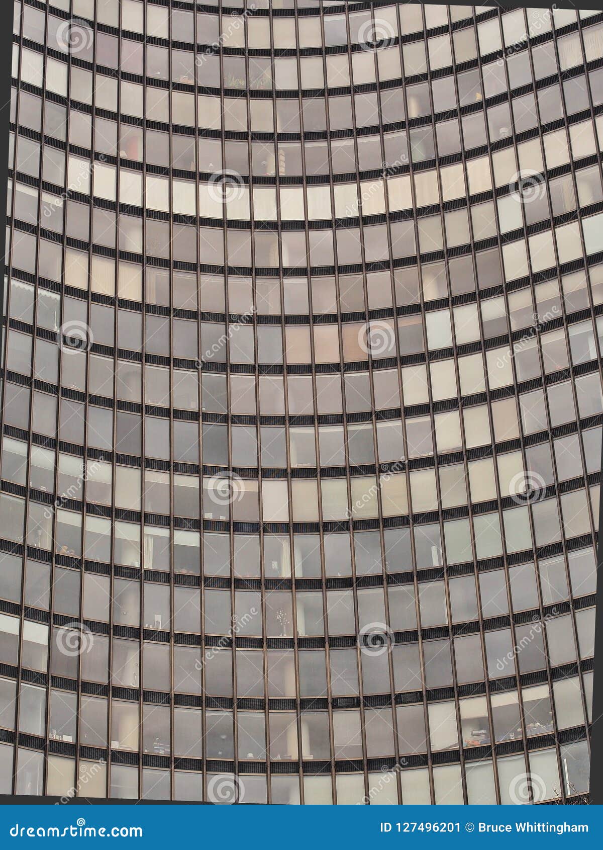 modern architectural , concave skyscraper facade, chicago