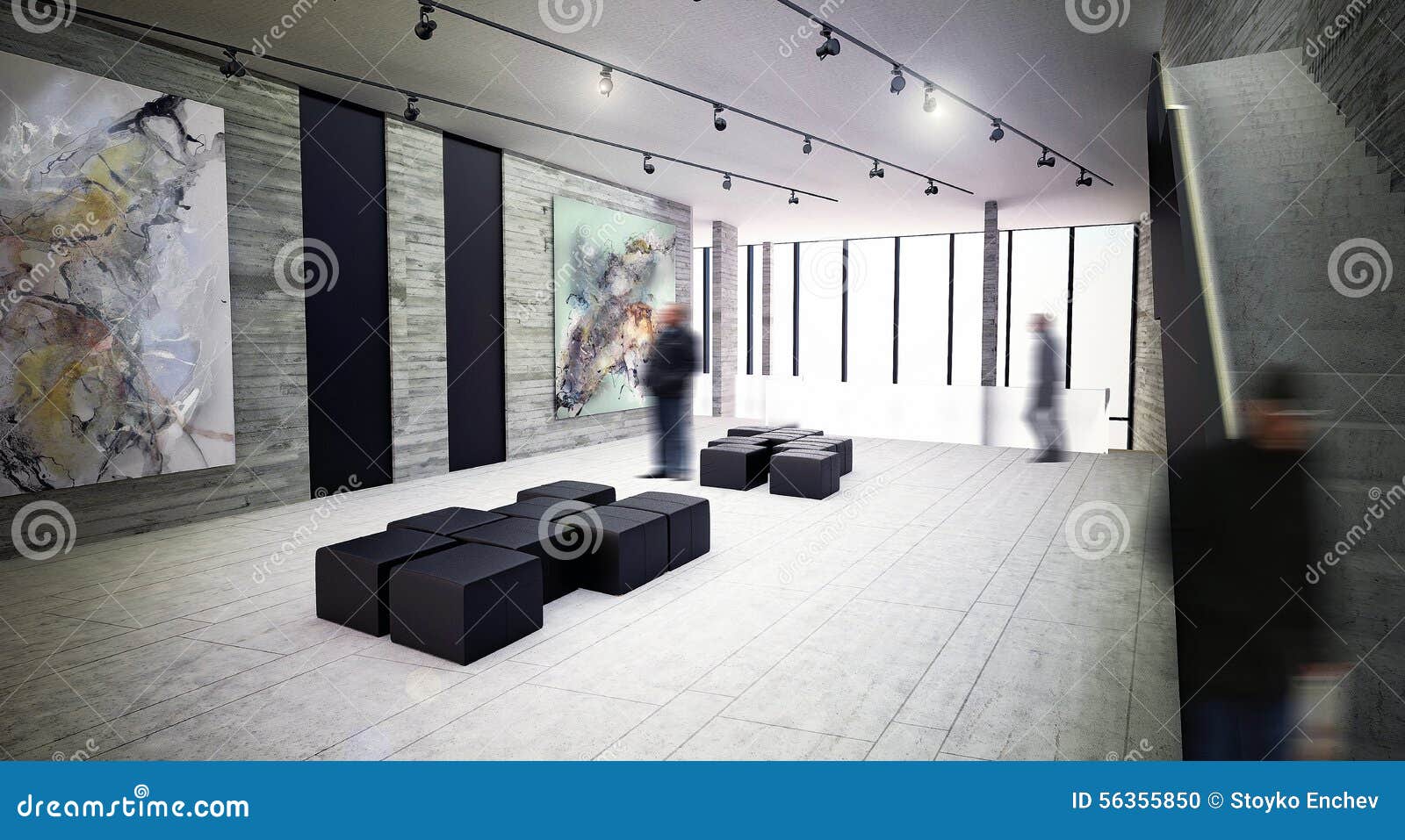 Modern Art Gallery Interior Space Stock Illustration