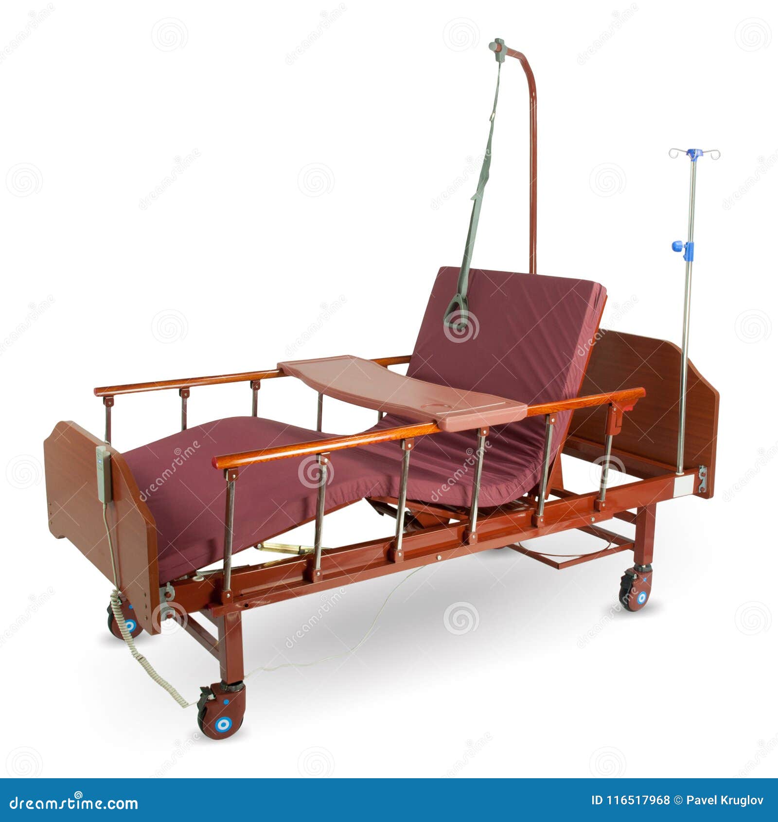 Modern Automatic Bed for a Hospital Isolated on White Stock Photo