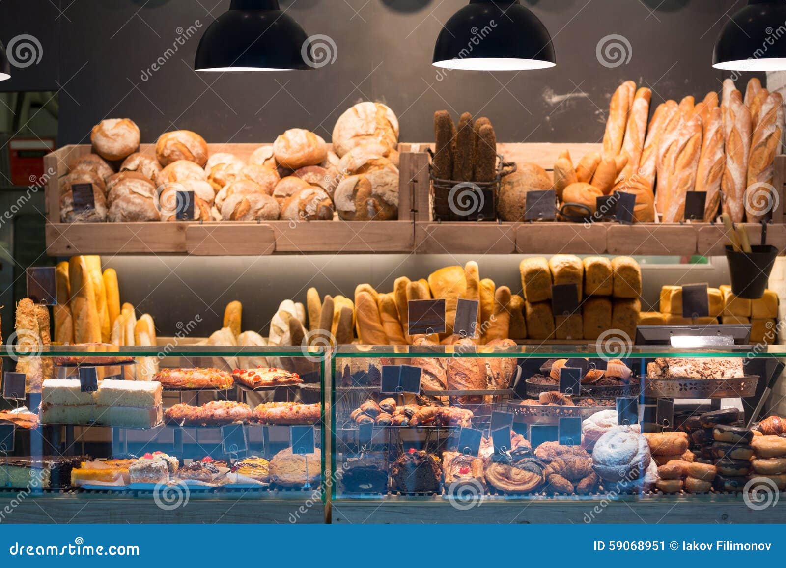 Modern Bakery with Assortment of Bread Stock Image Image of