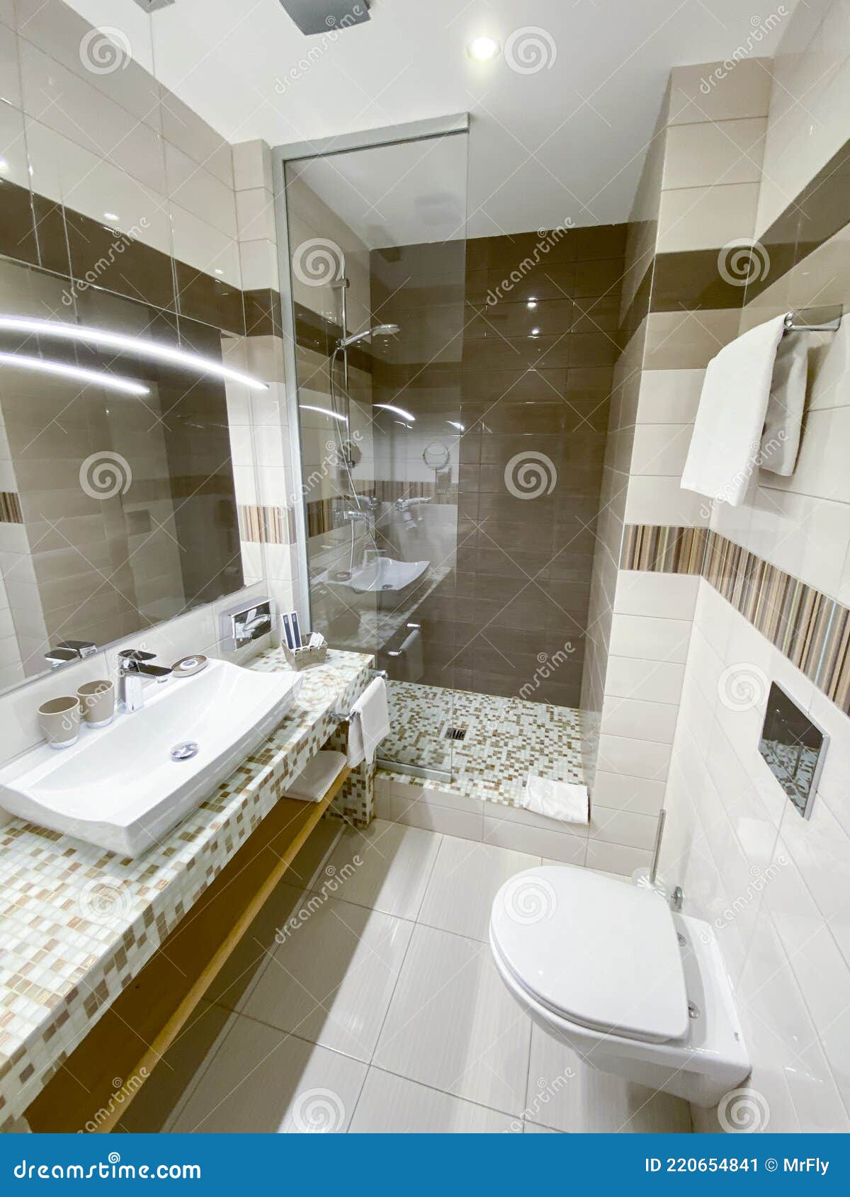 Modern Bathroom, Aesthetic, Clean Stock Image - Image of home, tiled ...