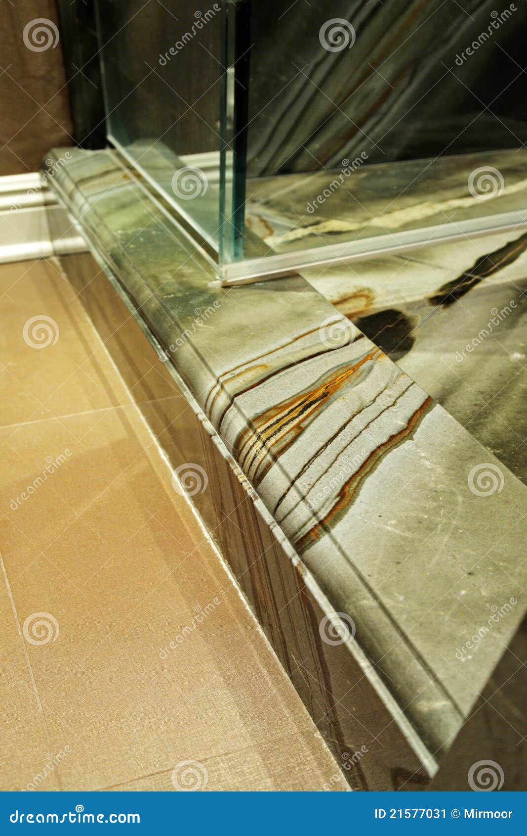 Modern Bathroom with Green Granite Walls. Stock Image Image of home