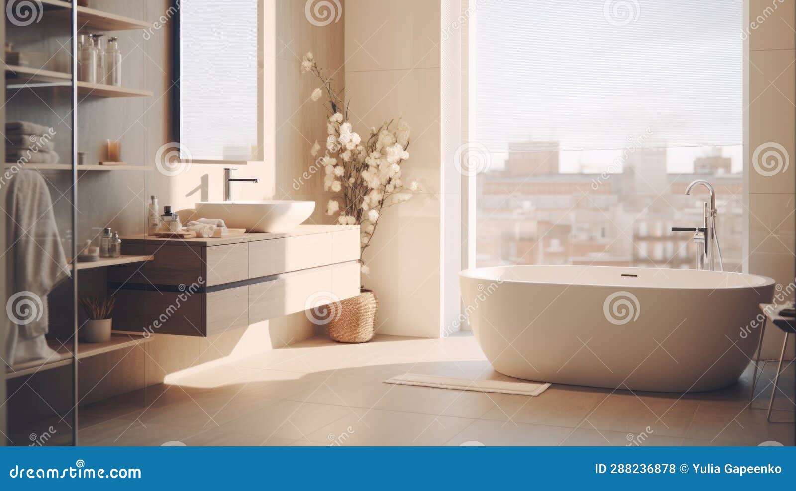 Modern Bathroom. Illustration AI Generative Stock Illustration