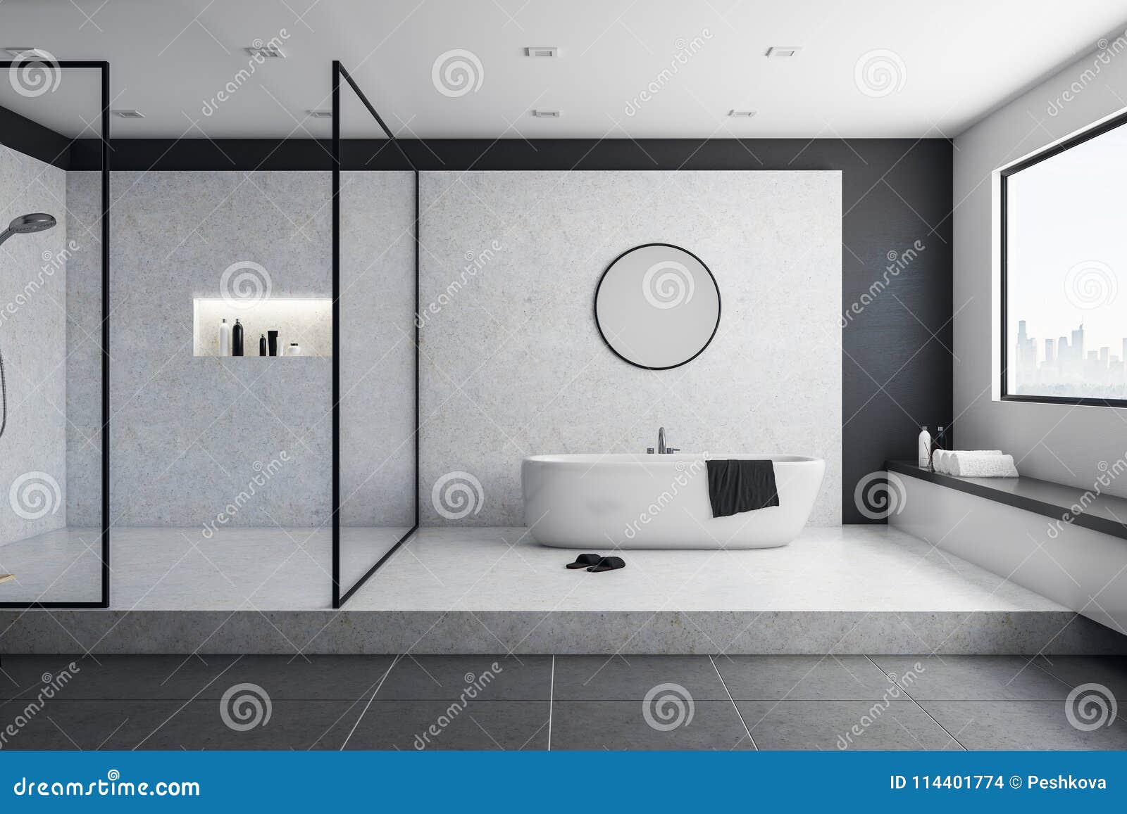 Modern bathroom interior stock illustration. Illustration of mirror ...