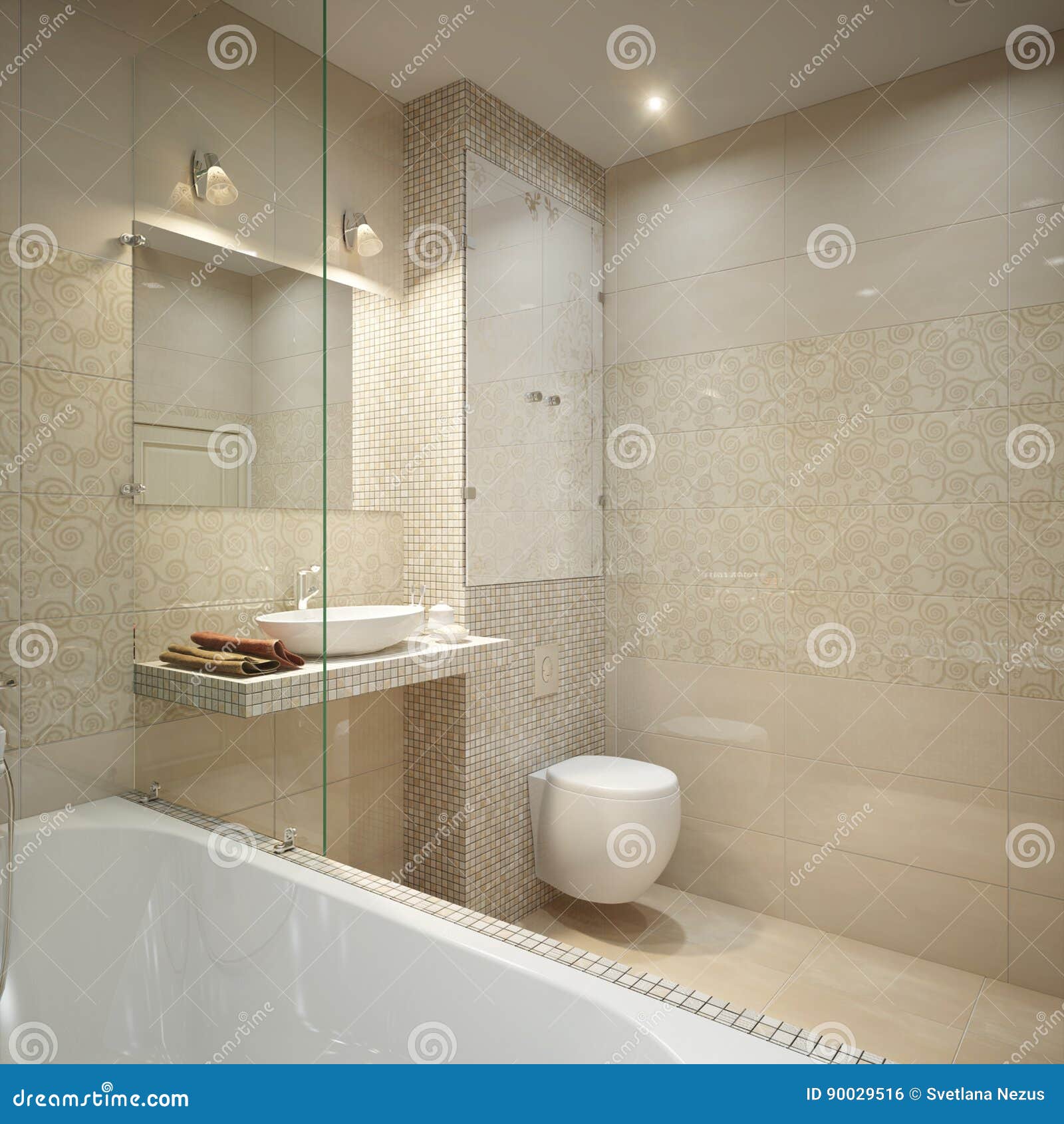 Modern Bathroom Interior Design Stock Illustration Illustration Of House