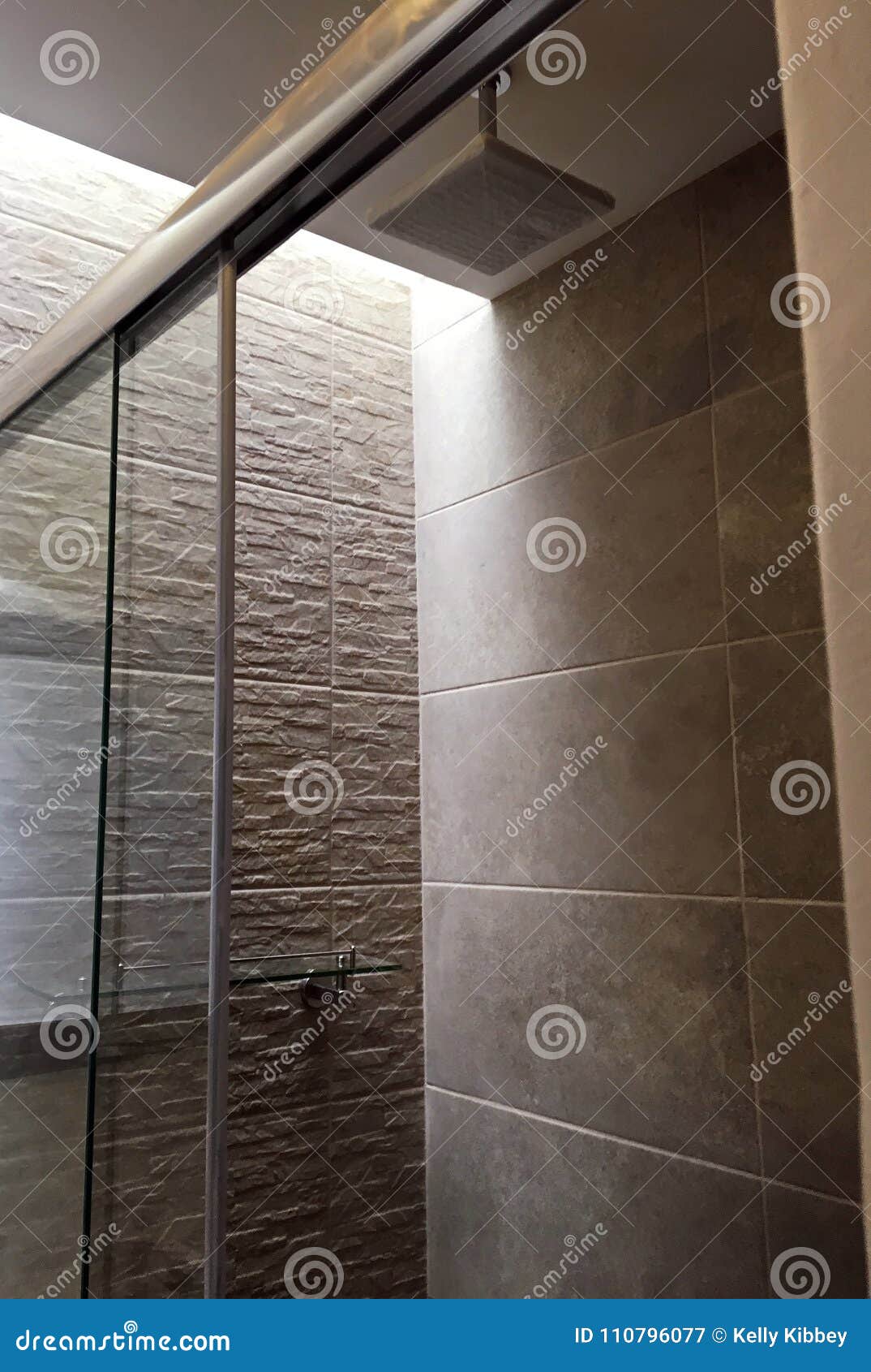 Modern Bathroom With Rain Shower Head Stock Image Image Of