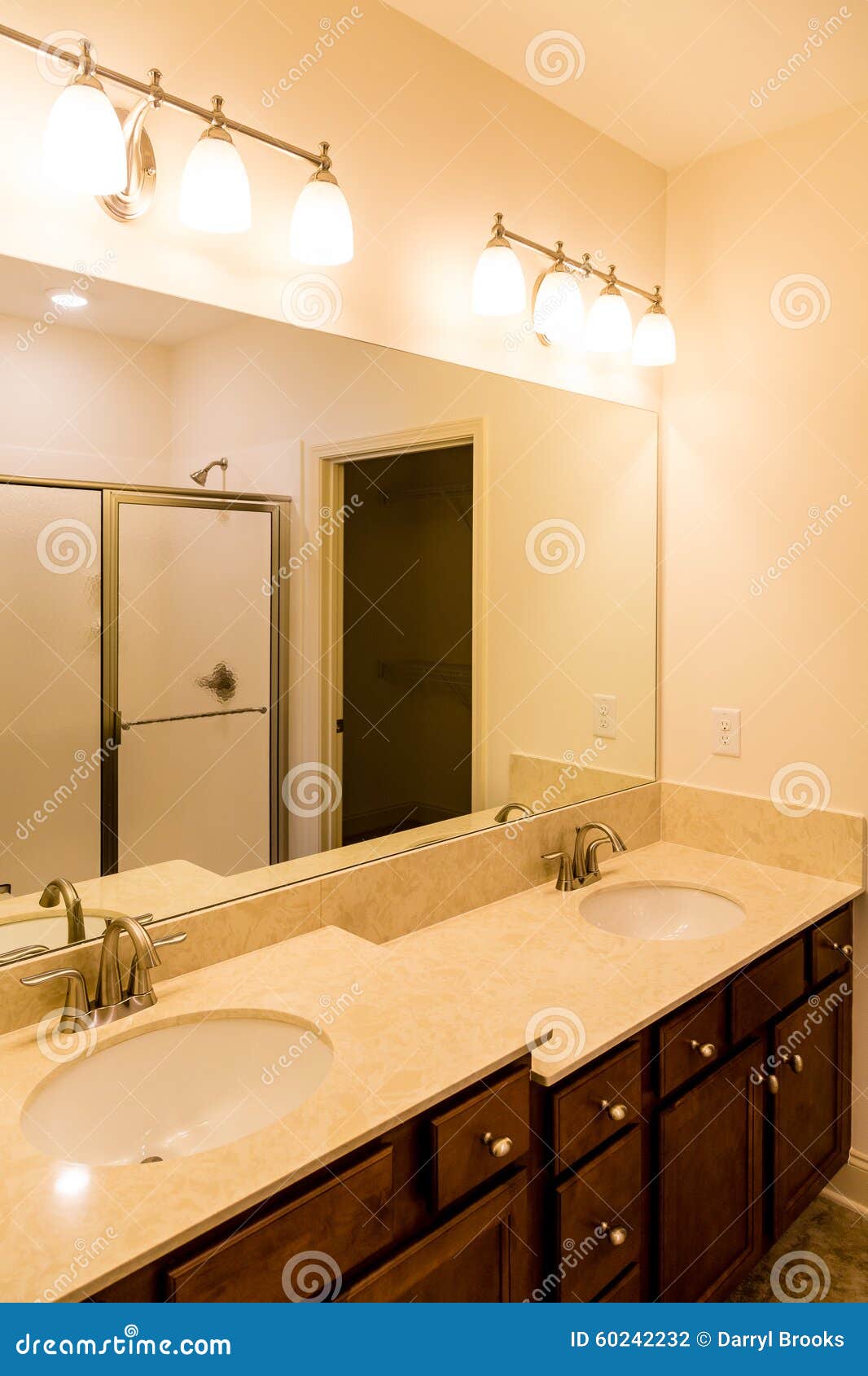 Modern Bathroom With Two Level Vanity Stock Photo Image Of House