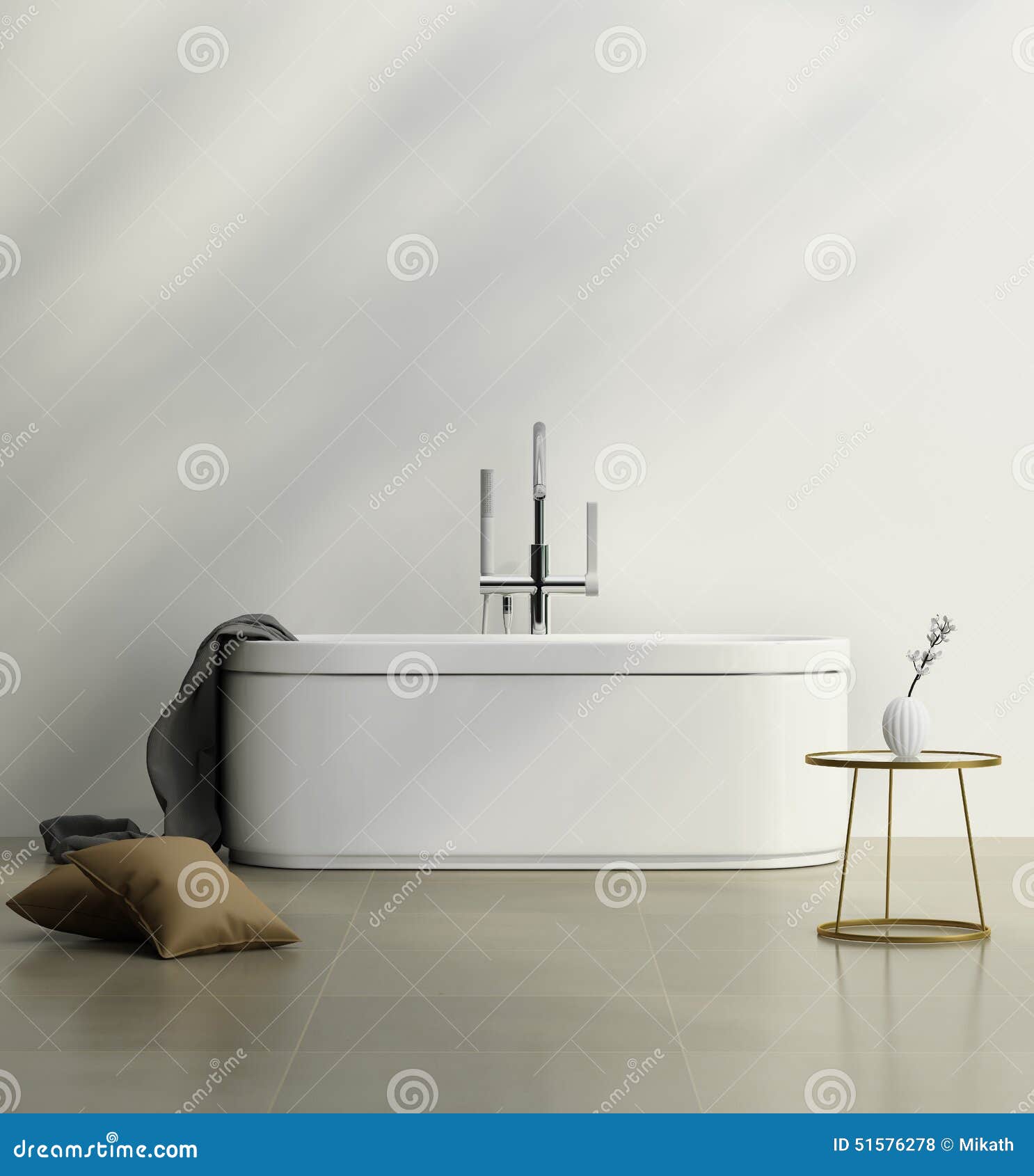 Modern Bathroom with a White Minimal Bathtub Stock Photo Image of