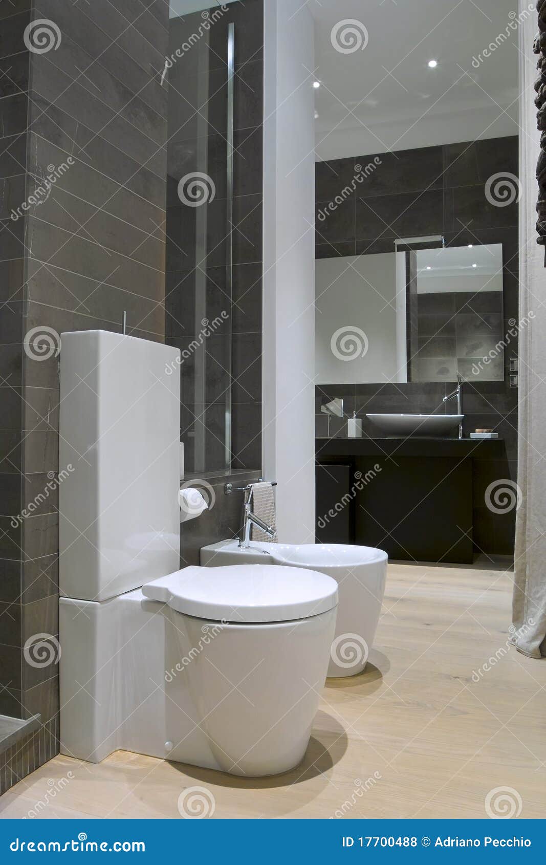 Modern Bathroom with White Sanitary Ware Stock Photo Image of floor