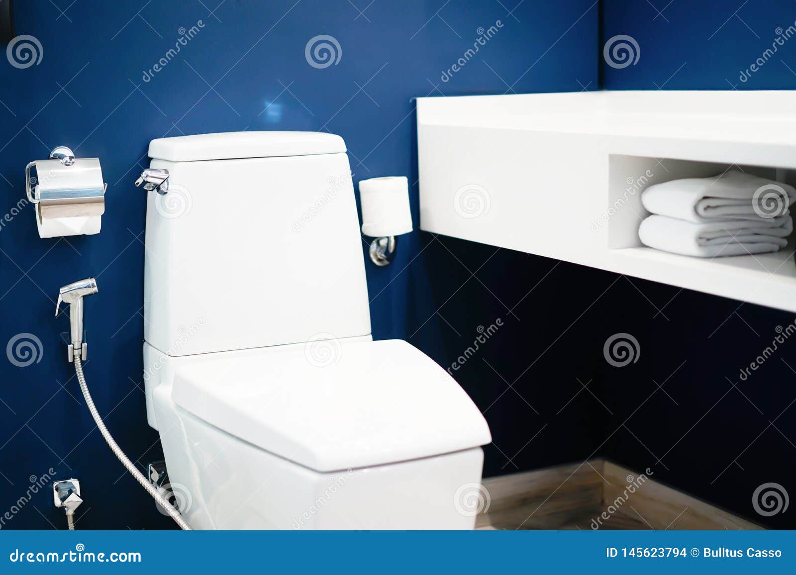Modern Bathrooms with Flushing and Decorating Ideas Stock Photo Image