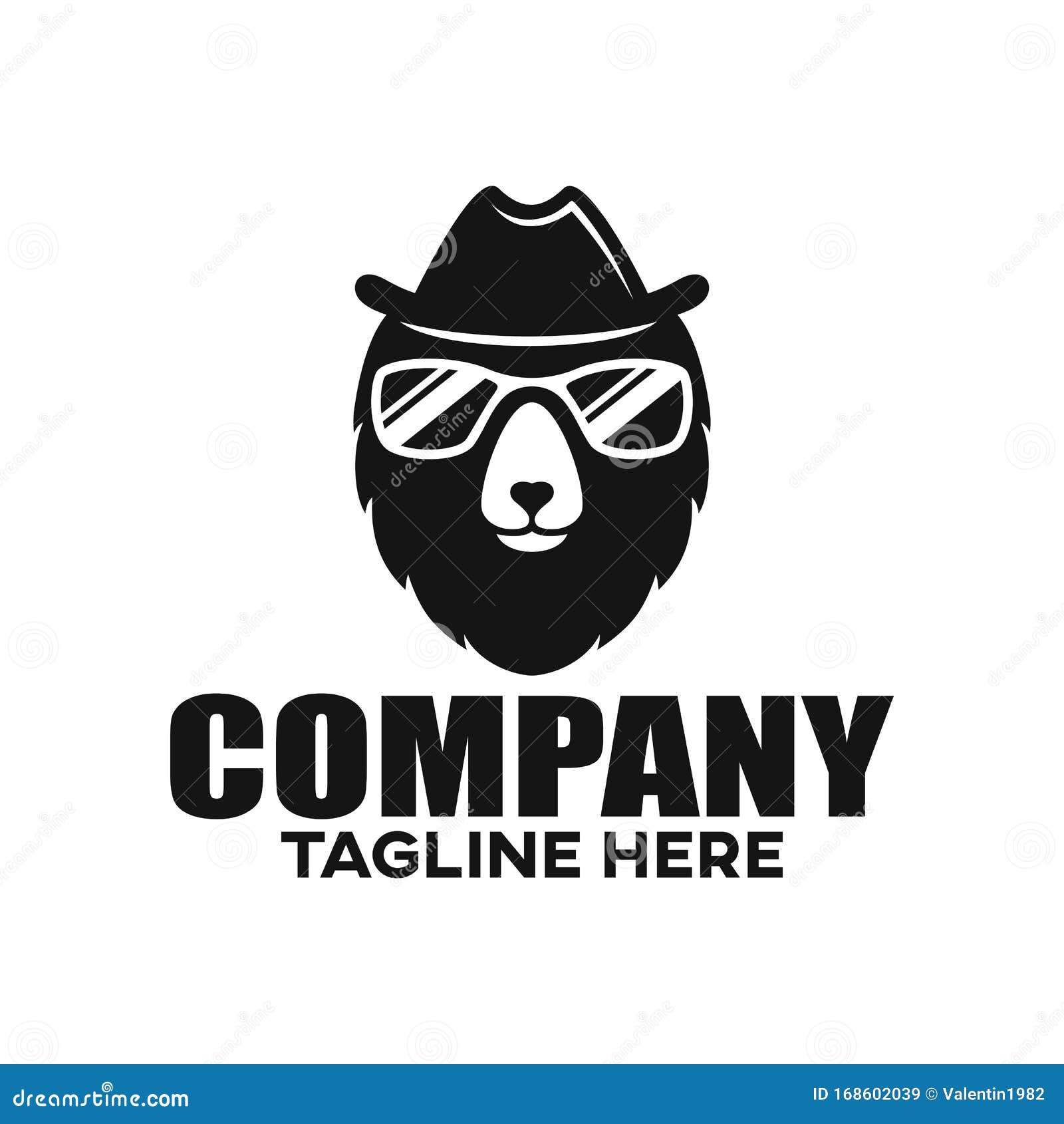 Modern Bear in a Hat and Glasses Logo. Stock Vector Illustration of